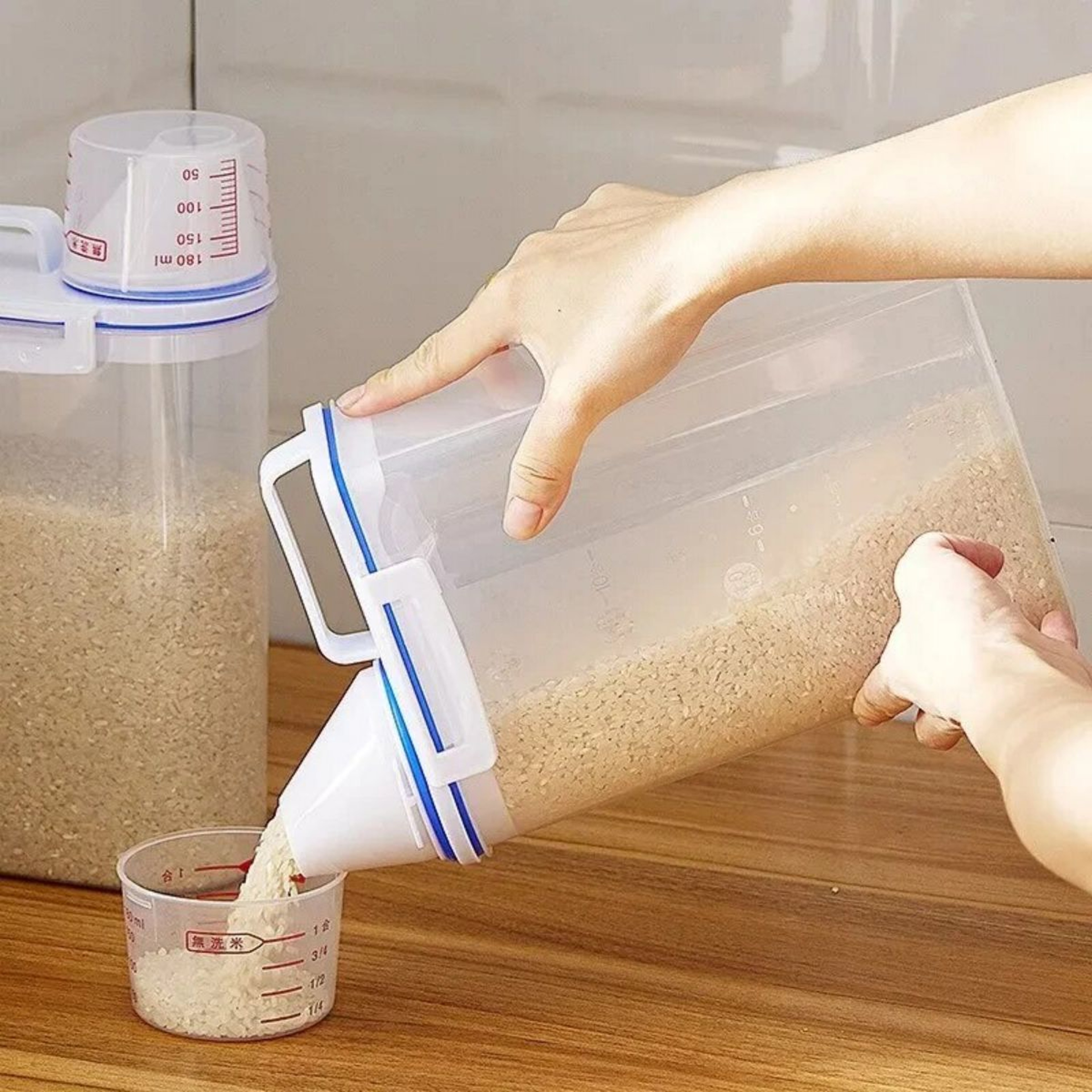Airtight Rice Storage Container With Measuring Cup Moisture Proof Grain Storage Canister 3