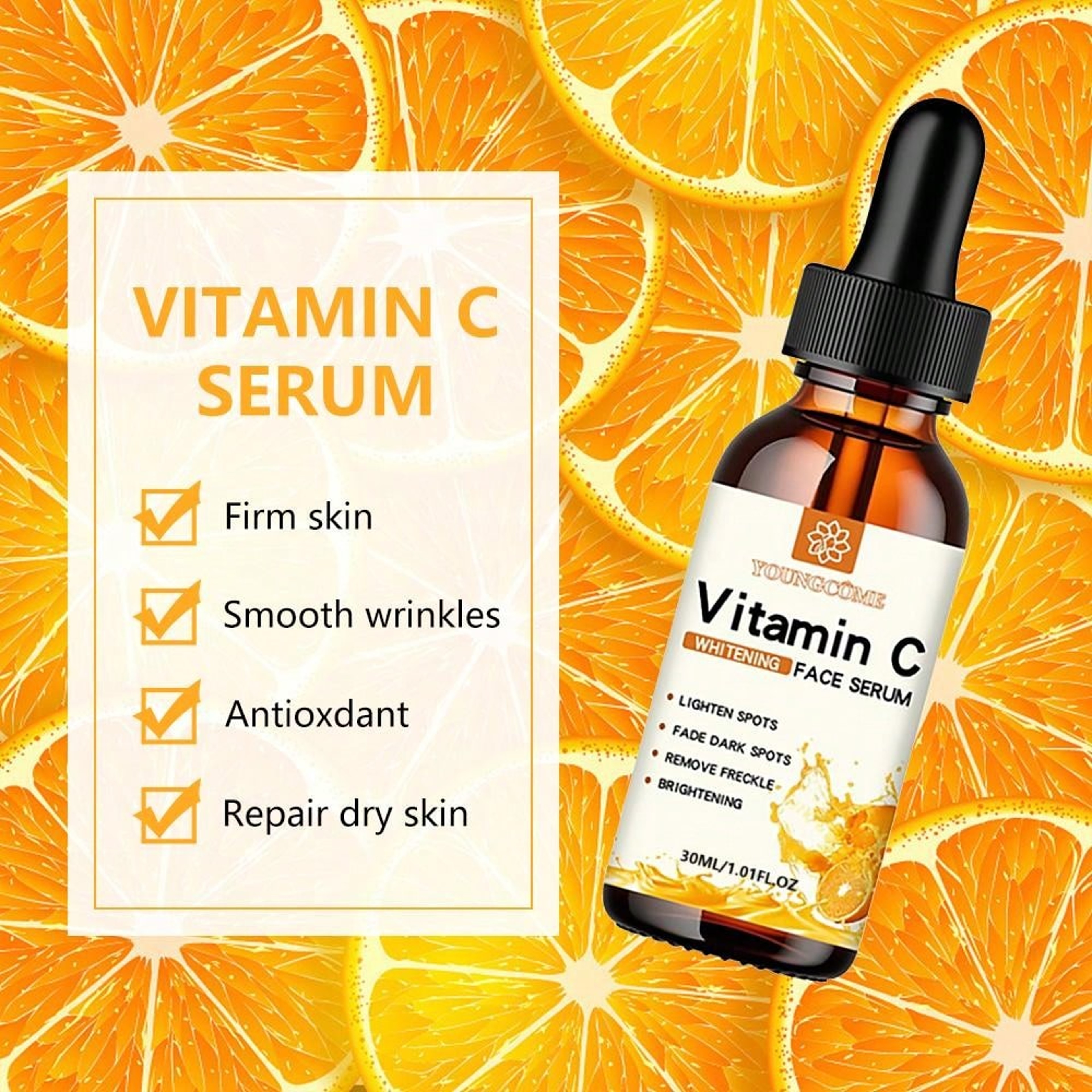 Vitamin C Facial Essence with Hyaluronic Acid & Dark Spot Remover Moisturizing, Anti-aging Repair for Radiant Skin – view 6