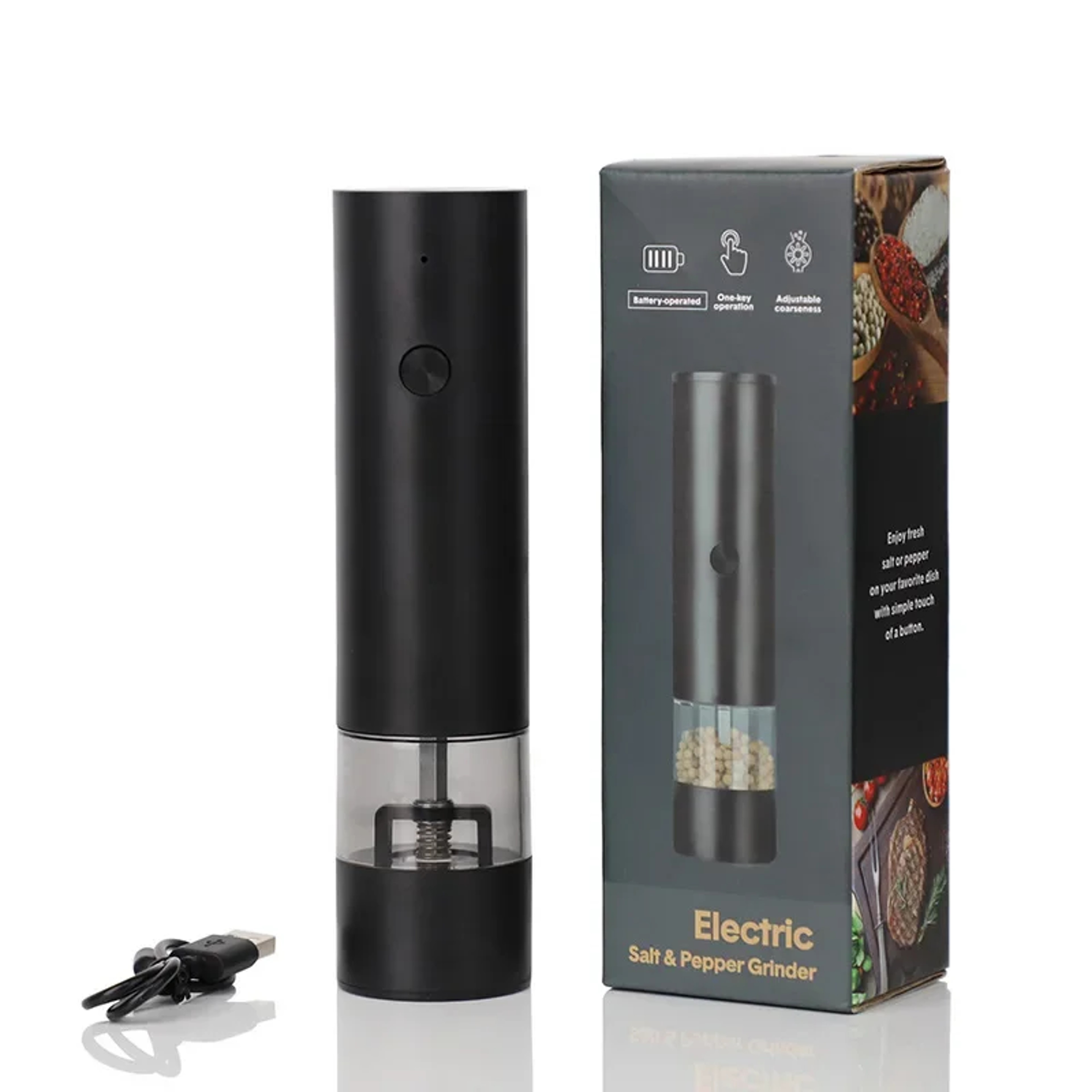 USB Rechargeable Electric Salt And Pepper Grinder  Adjustable Coarseness Large Capacity Auto Spice  6