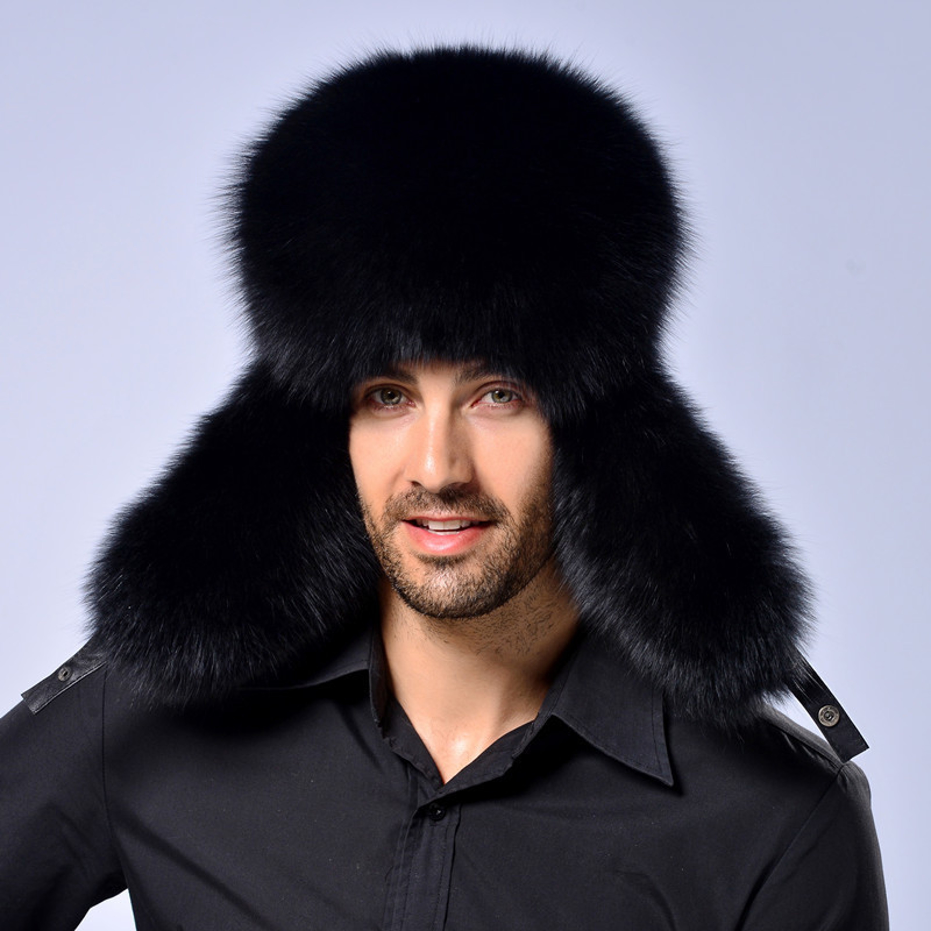 Men Thick  Warm Fur Hat With Ear Protection Winter Snow Hat To Prevent Cold 2