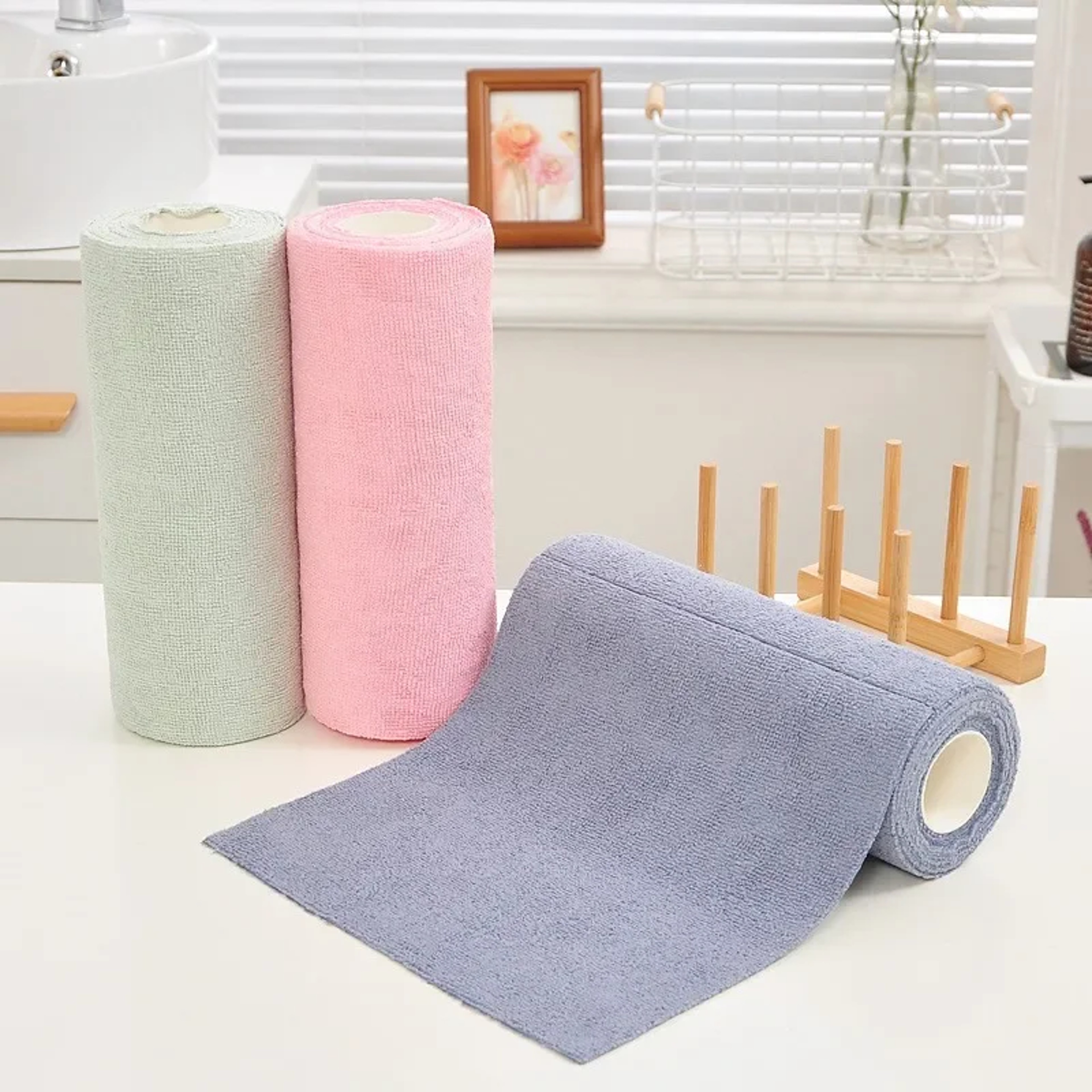 Reusable Microfiber Cleaning Cloth Roll Sheets Kitchen Towel  Dish Rag Replacement 2