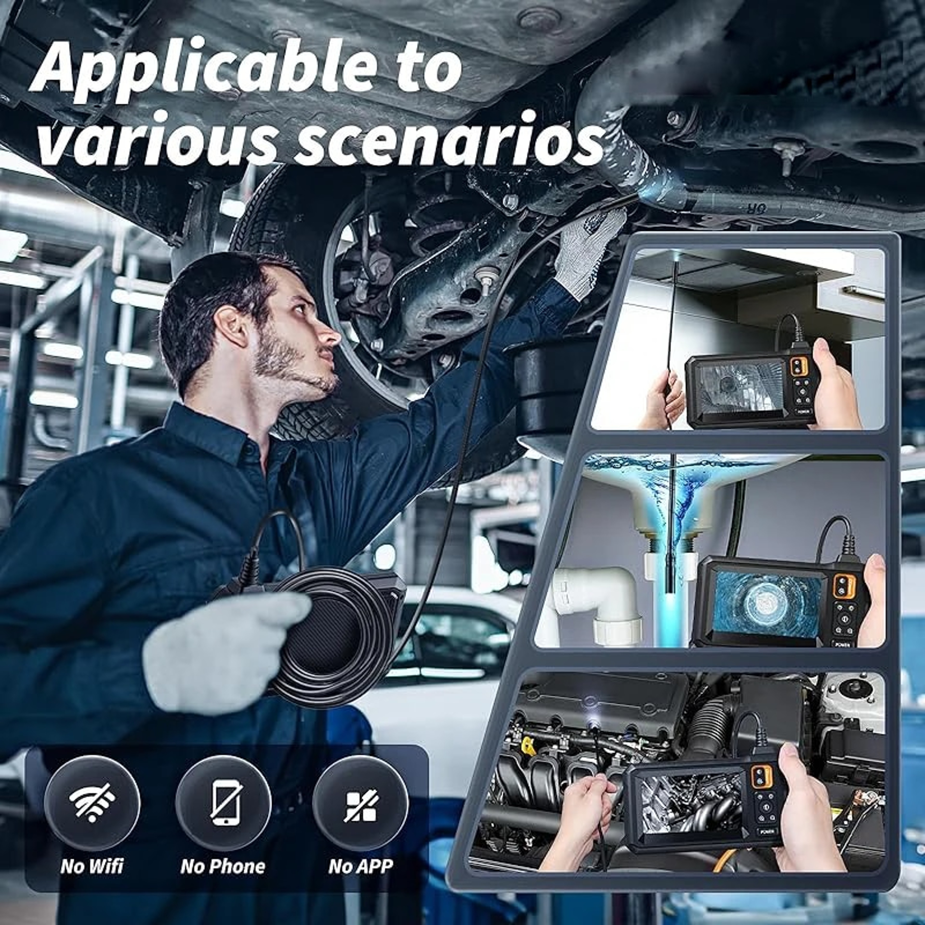 Industrial Endoscope Camera 8mm HD with IPS Screen, Waterproof for Car Repair & Pipe Inspection – view 6