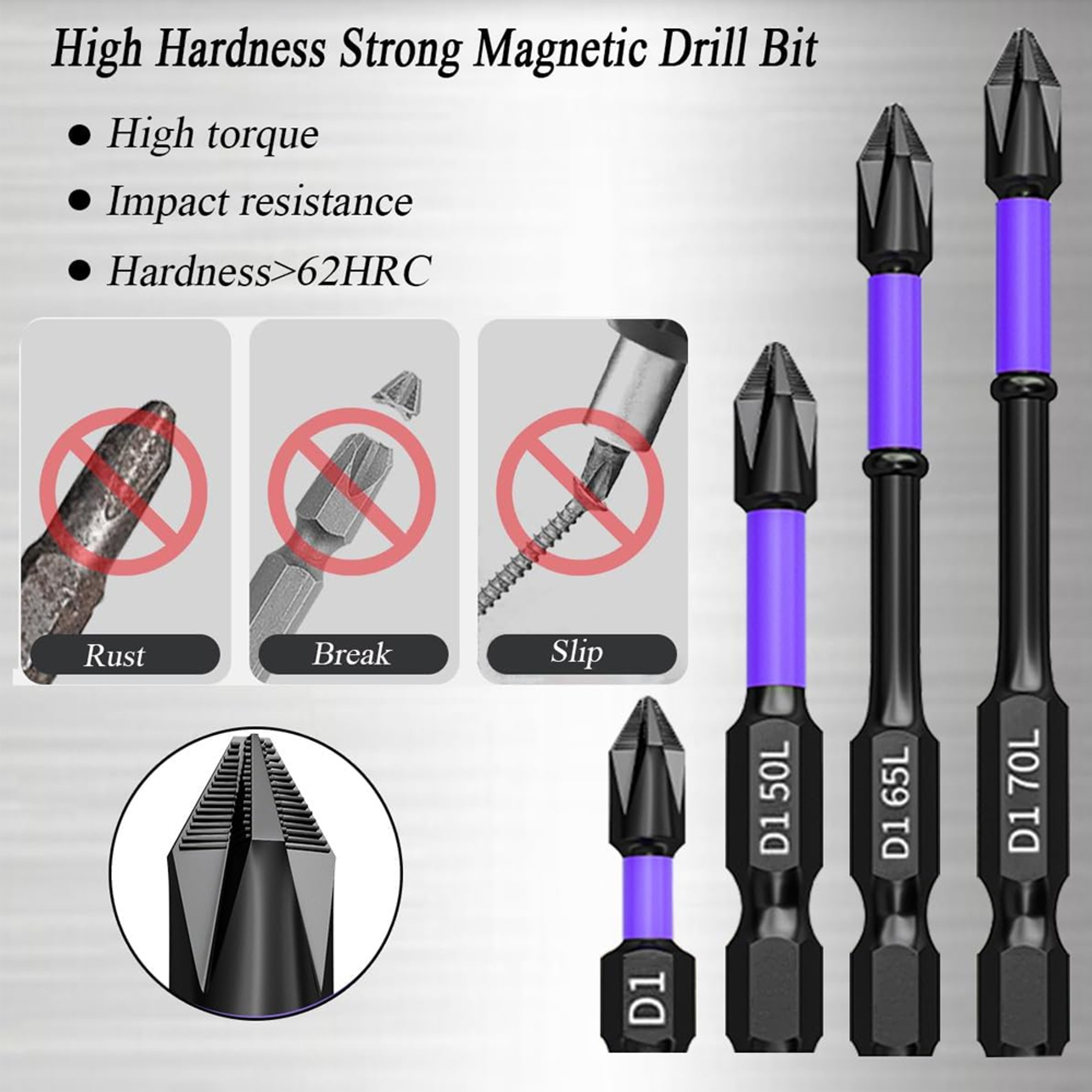 Magnetic Screwdriver Bits  NonSlip Shockproof Phillips Impact Bits With Hex Shank Alloy Steel For P 4