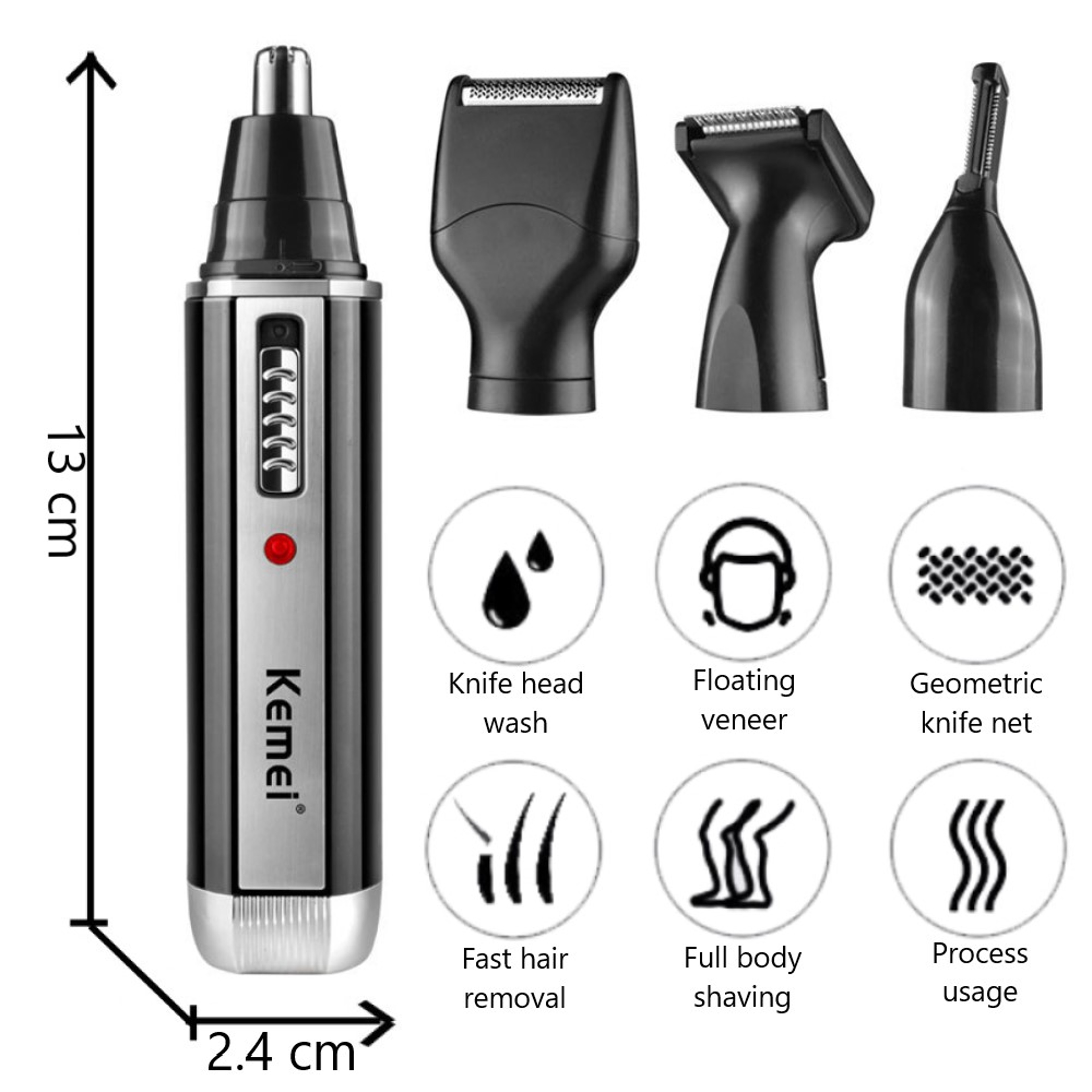 Rechargeable Nose Trimmer for Men – Beard, Ear & Eyebrow Hair Trimmer with Precision Nose & Ear Hair Removal – view 2