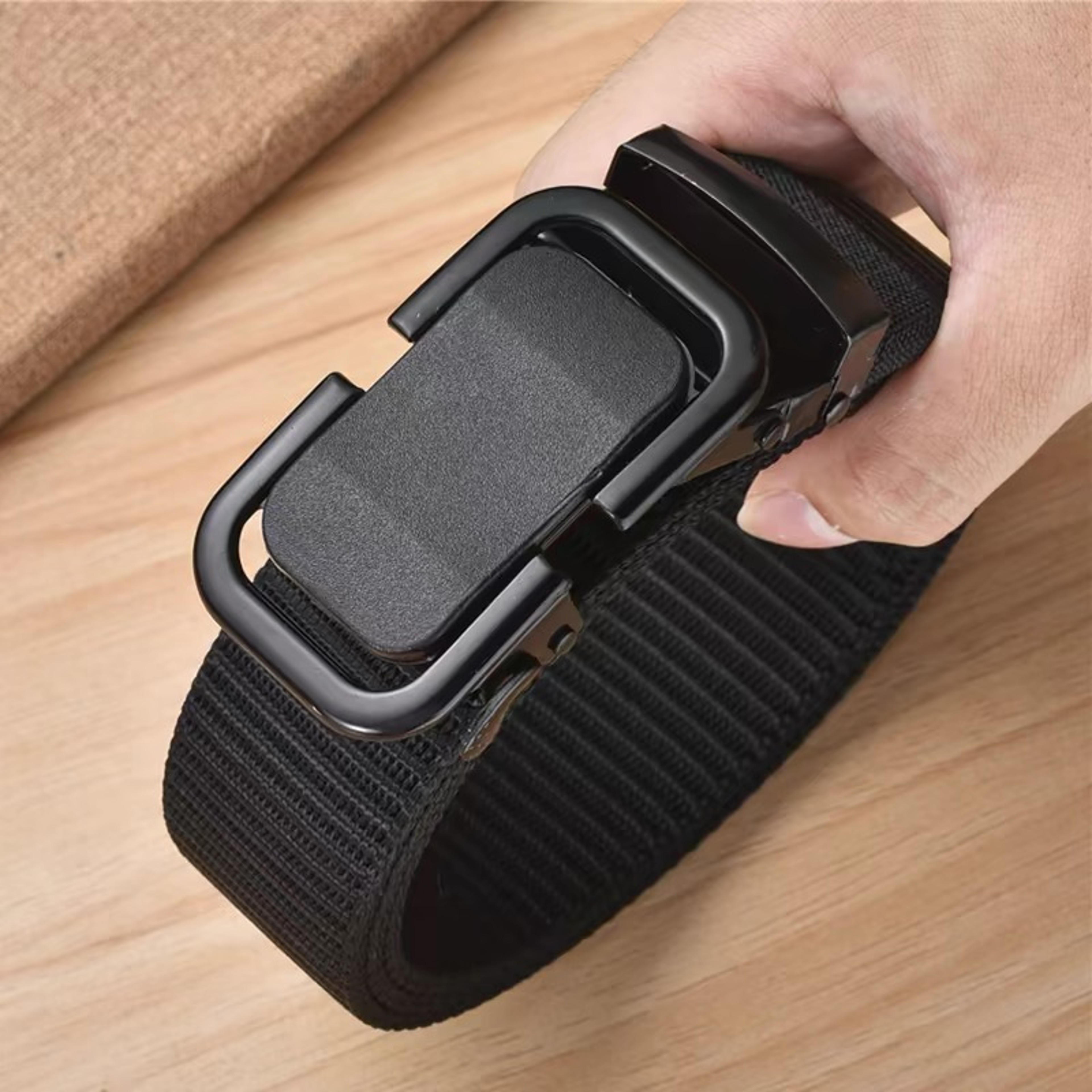 Durable Men Nylon Webbing Belt With Automatic Metal Buckle For Outdoor Work  Everyday Wear 3