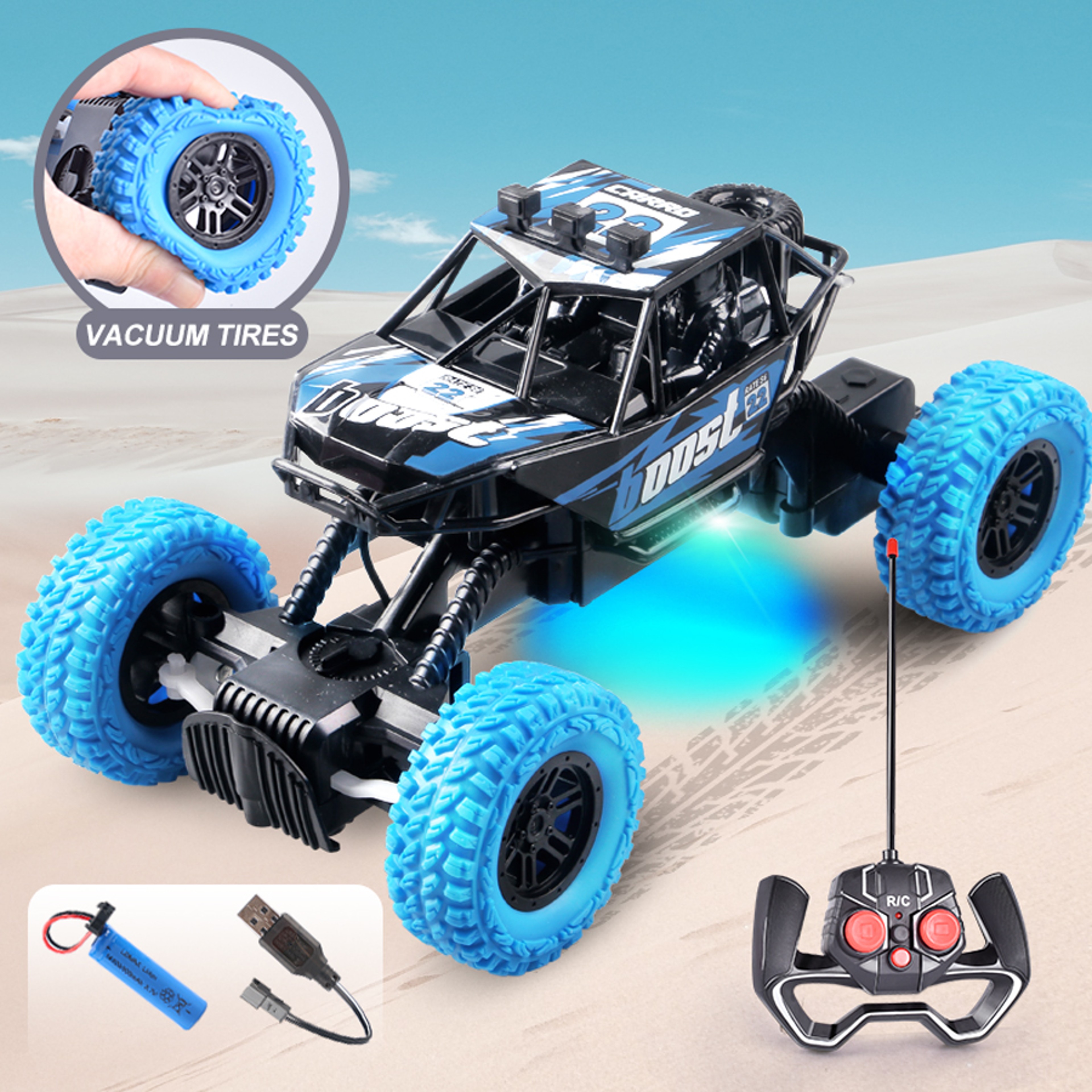 Remote Control Off Road Car With Flashing Lights Rubber Wheels  Ideal Christmas Gift For Kids 5