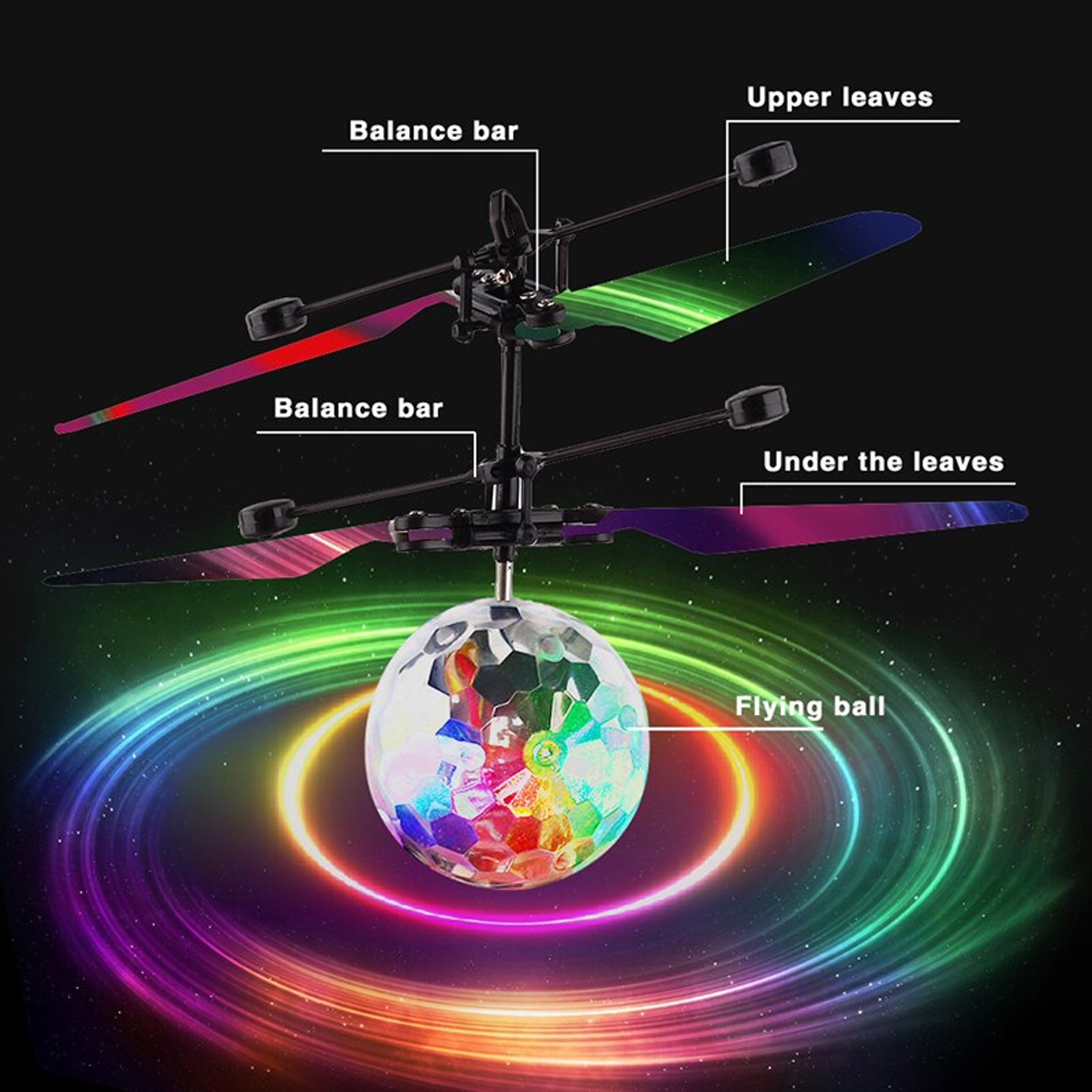 LED Light Suspension Crystal Ball With Infrared Induction RC Gesture Control Colorful Glowing Toy F 3