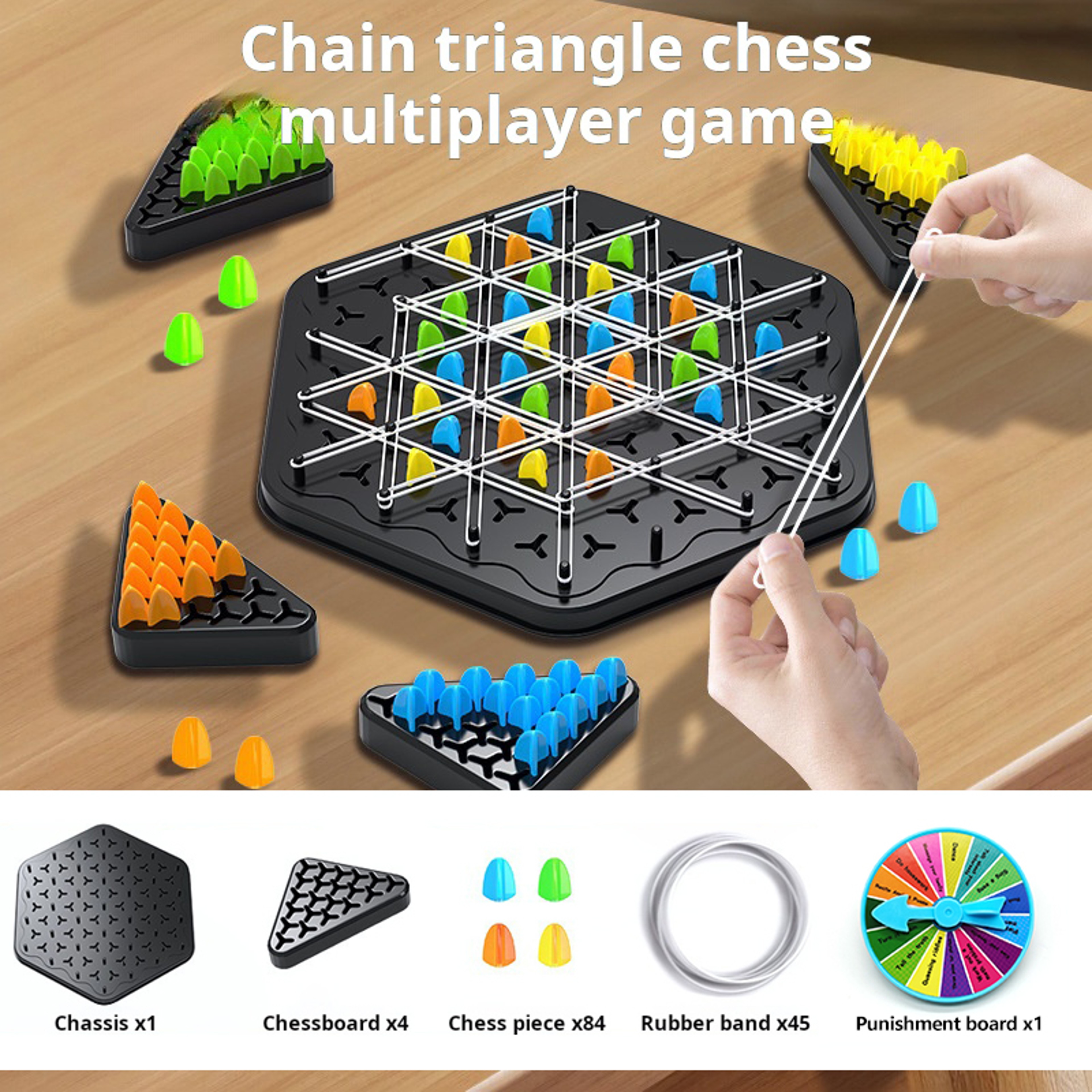 Triggle Triangle Strategy Board Game  Chain Triangle Chess Game With Rubber Bands For Family Game N 7