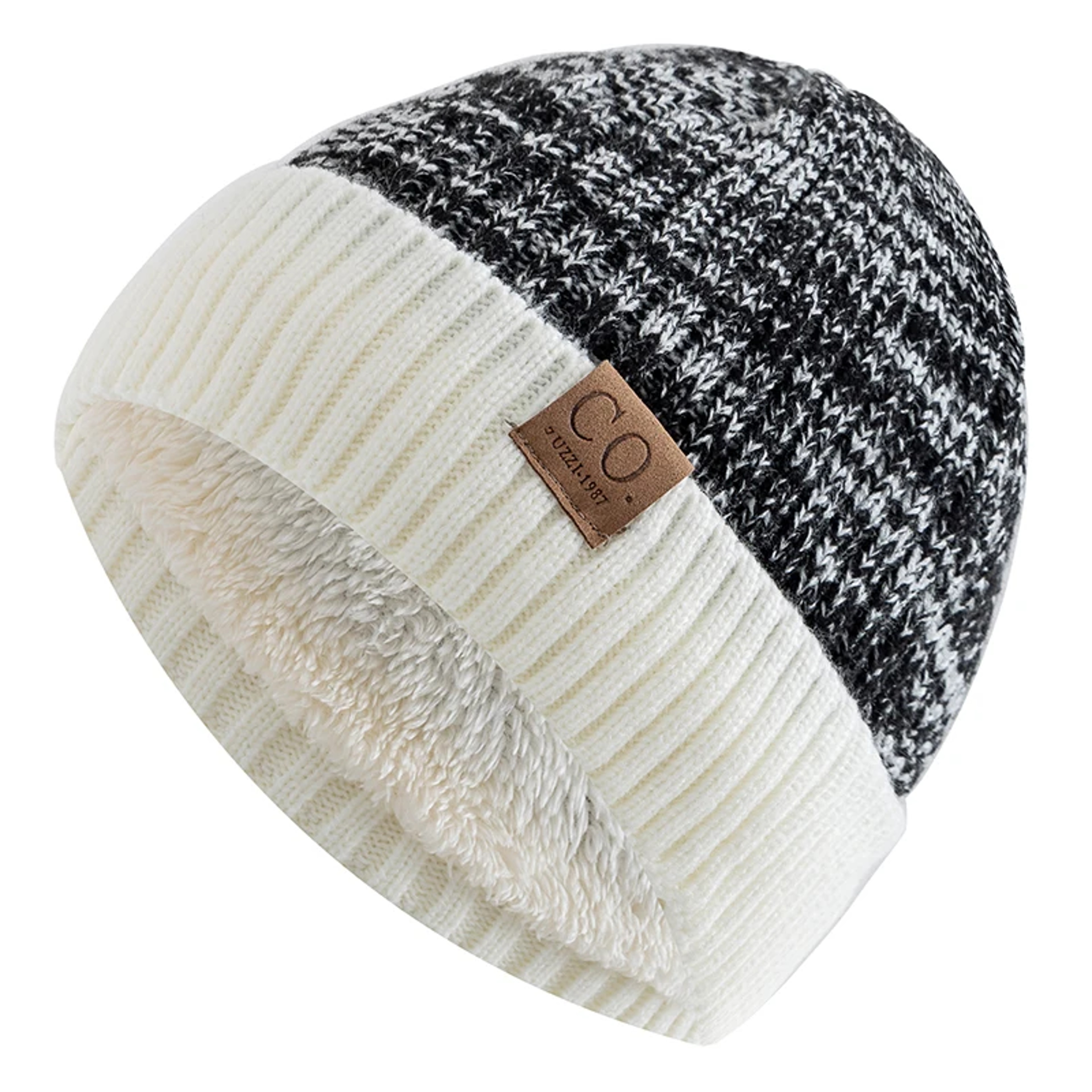 Unisex Two Tone Winter Beanie Hat with Fur Lining  Fashionable and Warm Knitted Cap for Men & Women – view 7