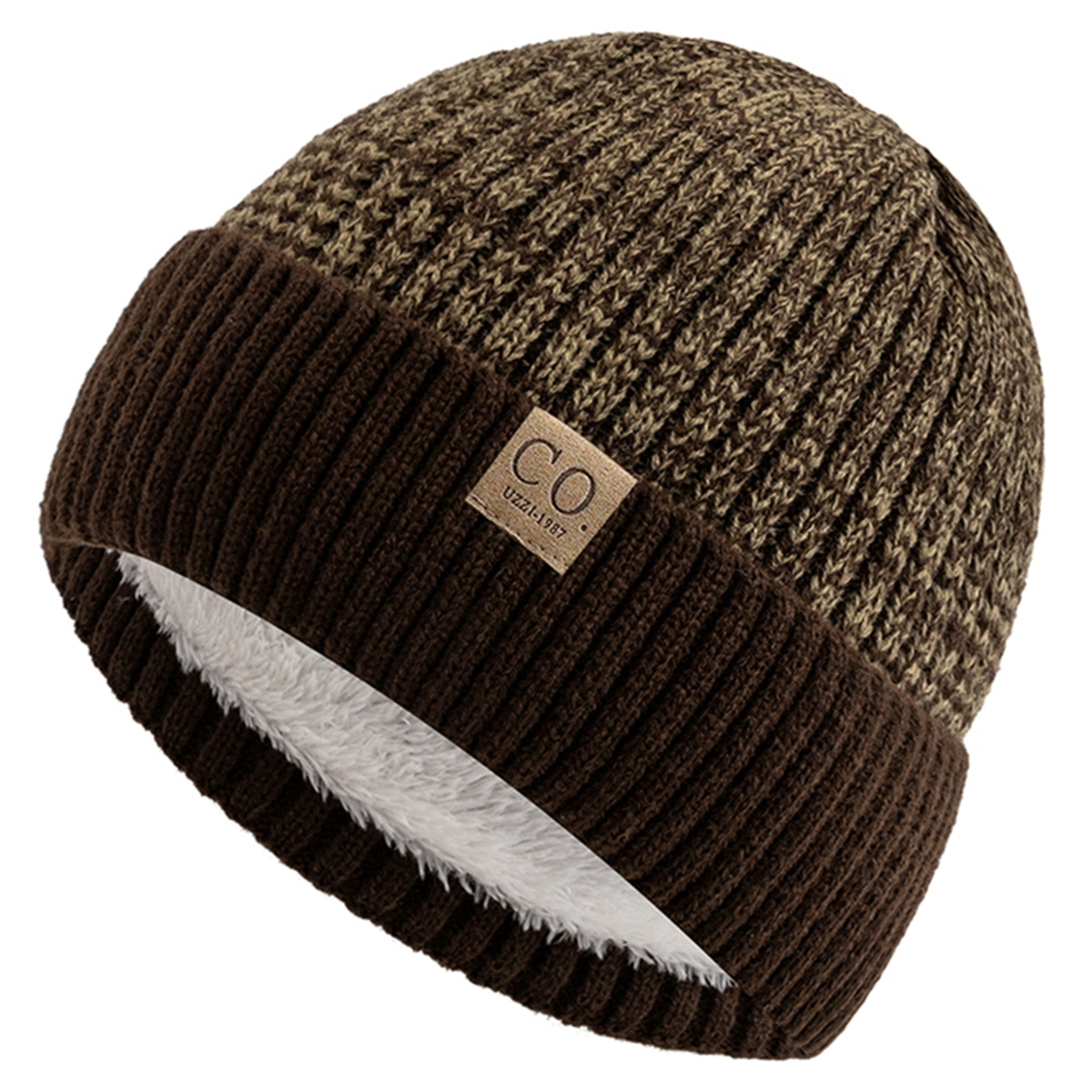 Unisex Two Tone Winter Beanie Hat with Fur Lining  Fashionable and Warm Knitted Cap for Men & Women – view 15