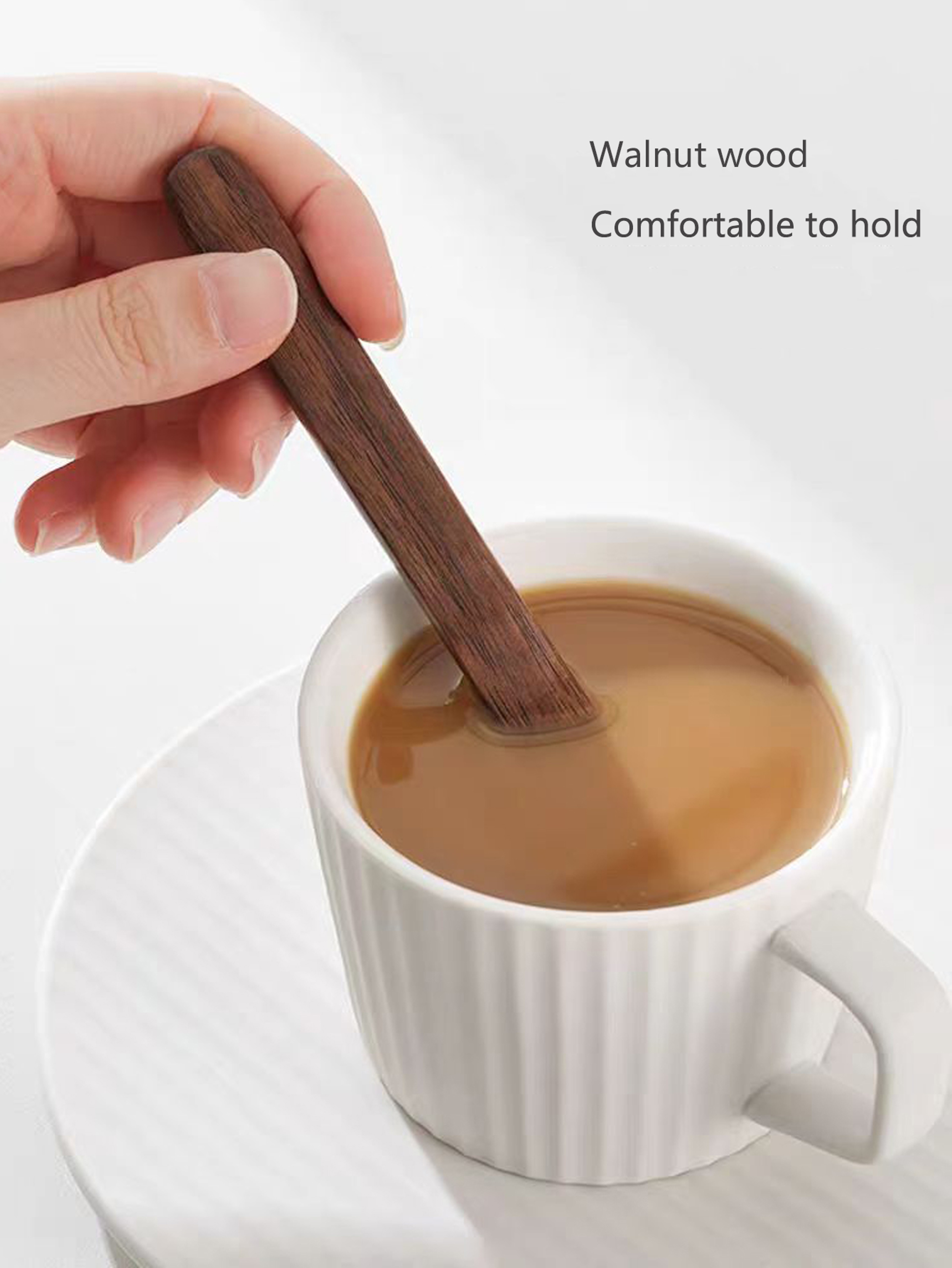 Creative Walnut Wood Coffee Stirrer Long Handle Wooden Dessert Mixing Spoon 1
