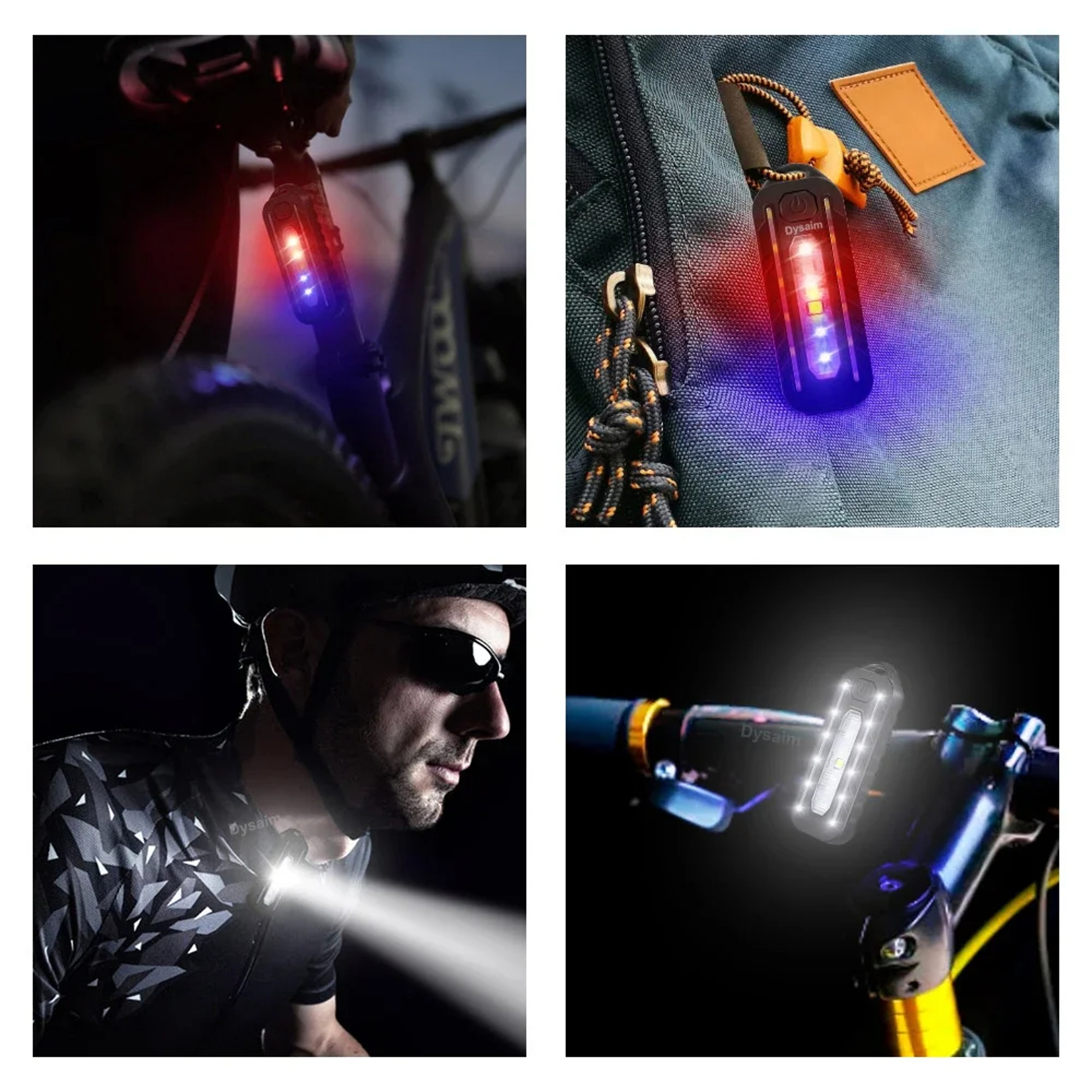 USB Rechargeable LED Keychain Flashlight with Warning Light and Shoulder Clip – view 5