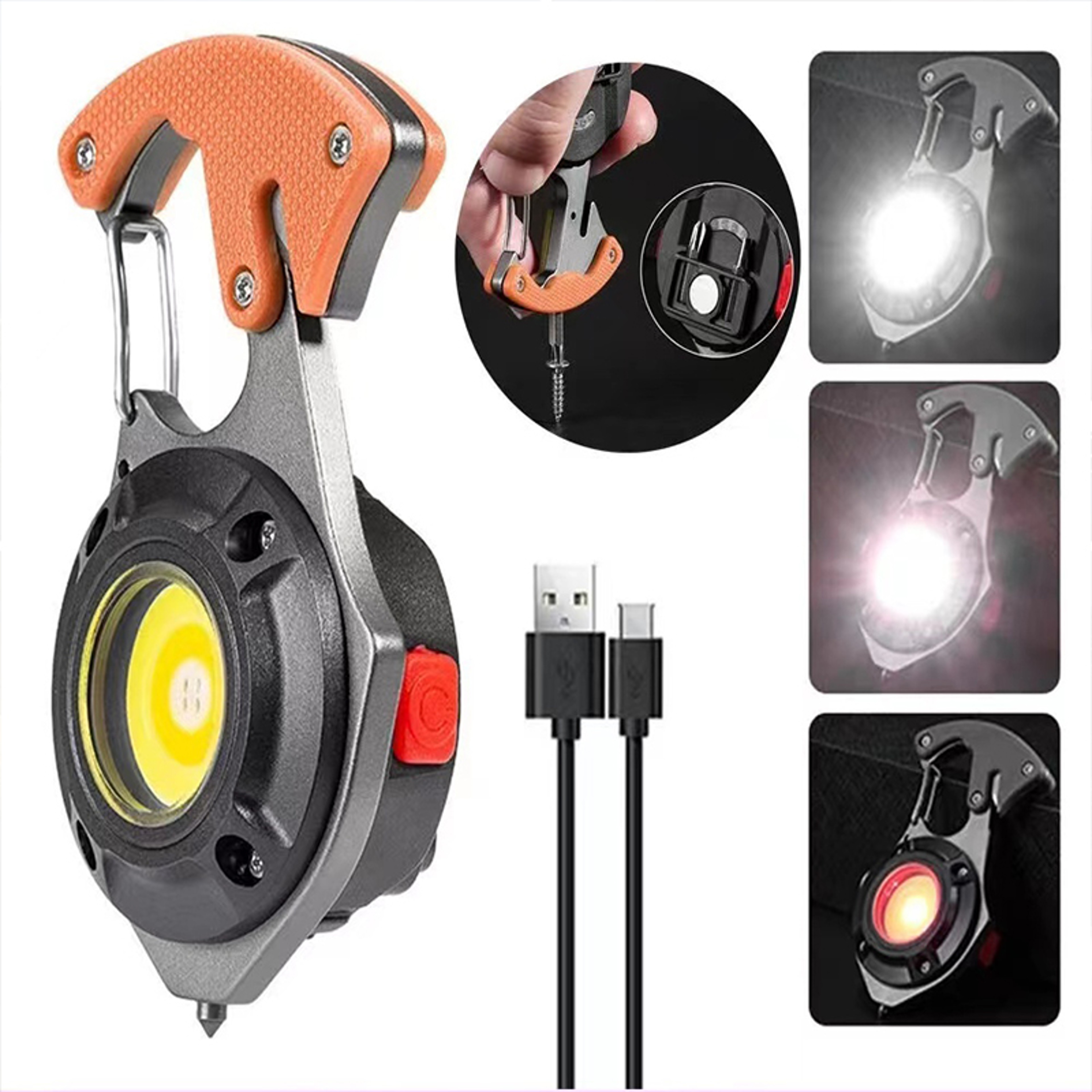LED Micro Flashlight Keychain USB Rechargeable Torch with Strong Magnet & Screwdriver for Outdoor Emergency Use – view 7