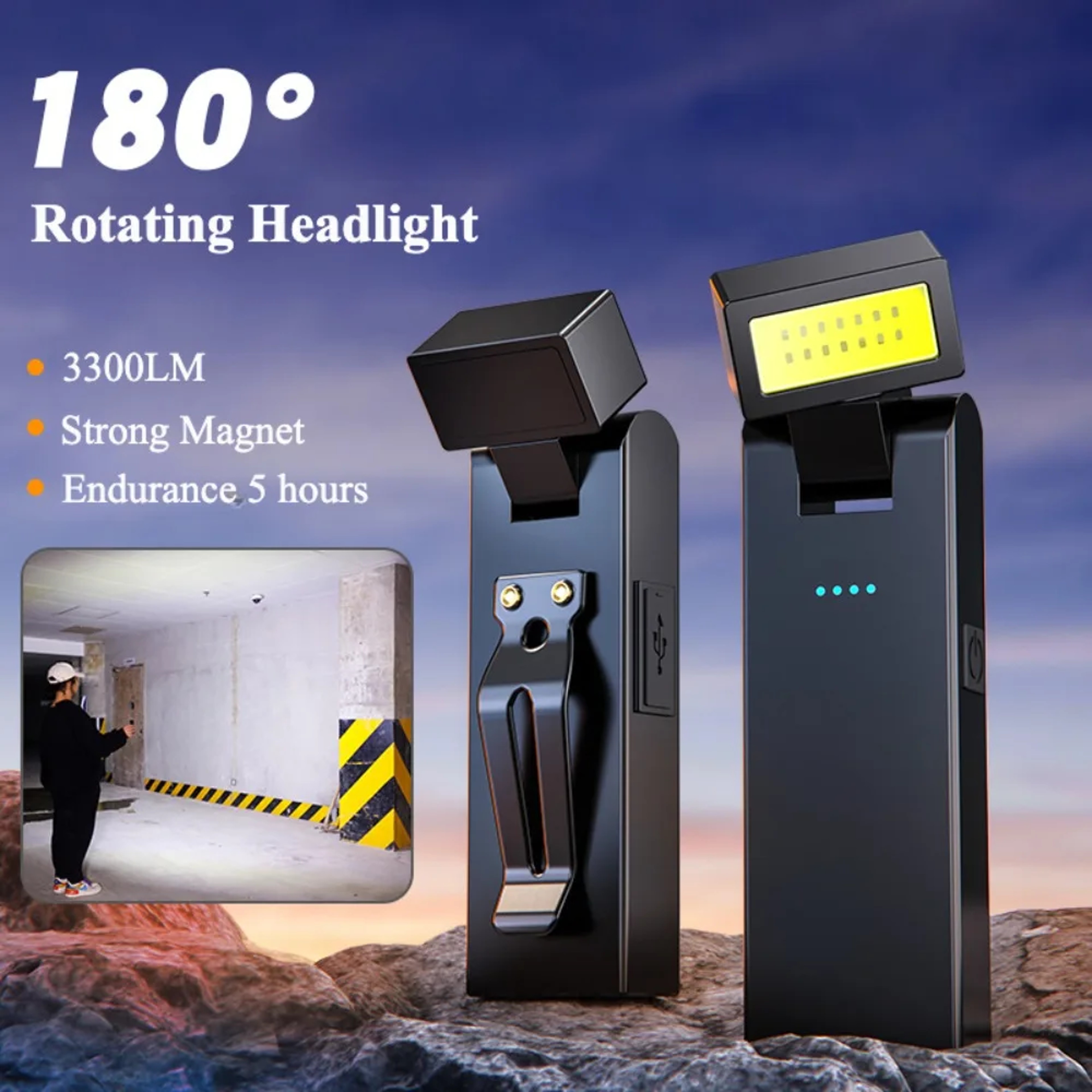 Rechargeable Mini Car Work Light  Rotatable EDC Flashlight, Waterproof Emergency Torch for Car Inspection – view 1
