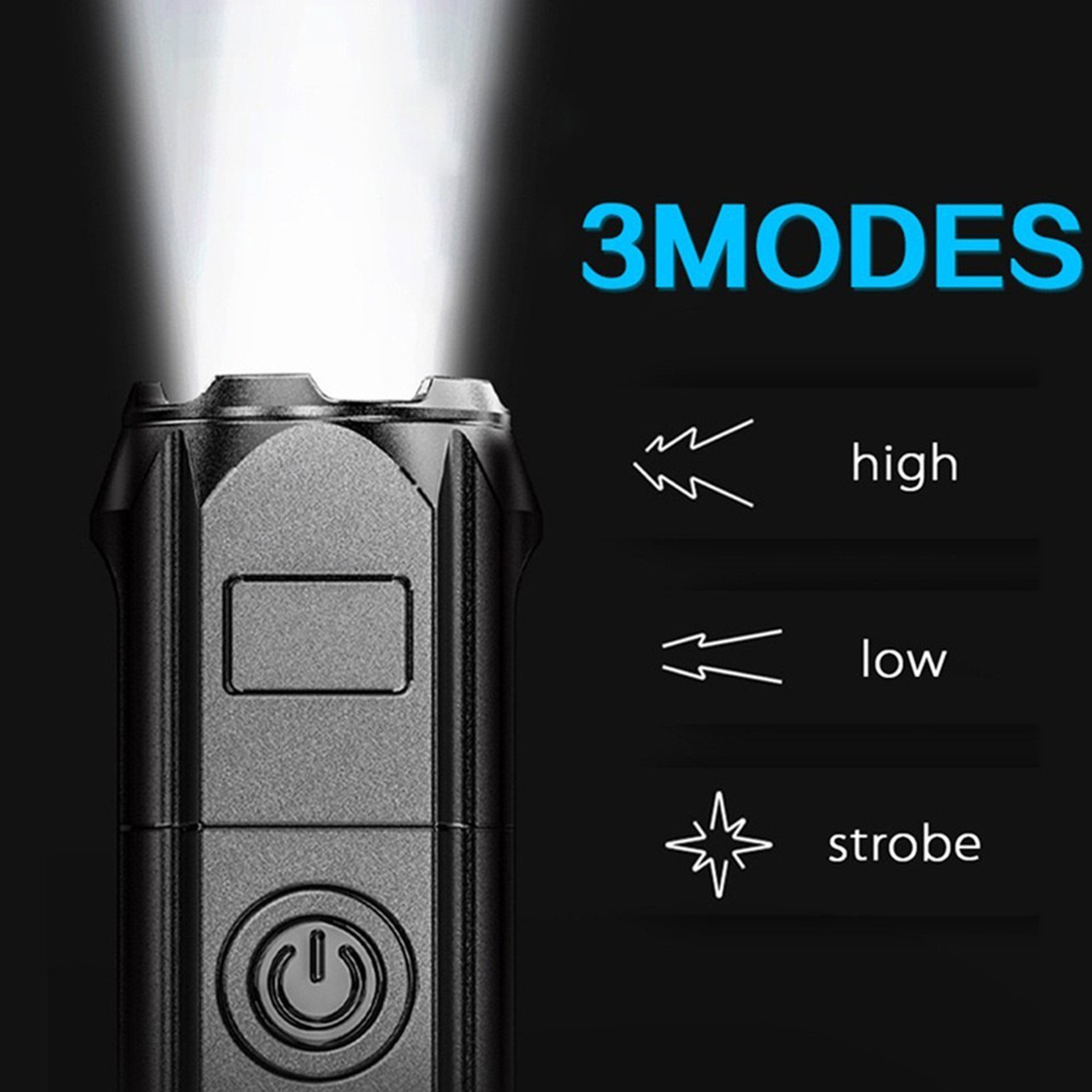 High Power LED Camping Torch Flashlight USB Rechargeable Waterproof Spotlight with Zoom Lantern & Built in Battery – view 2