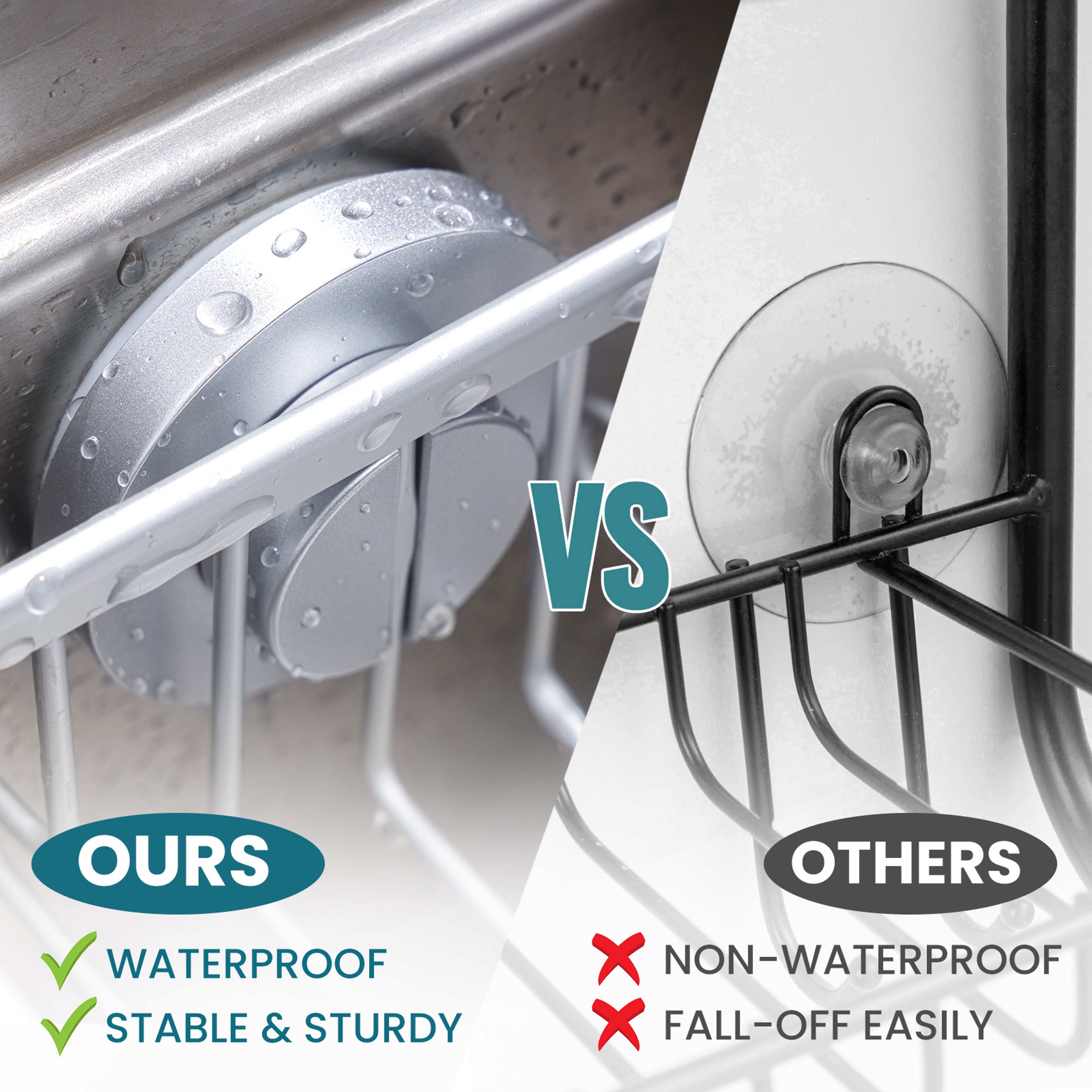 TAILI Rustproof Aluminum Sink Caddy with Strong Suction Cup  Removable Sponge & Brush Holder for Kitchen Sink – view 3