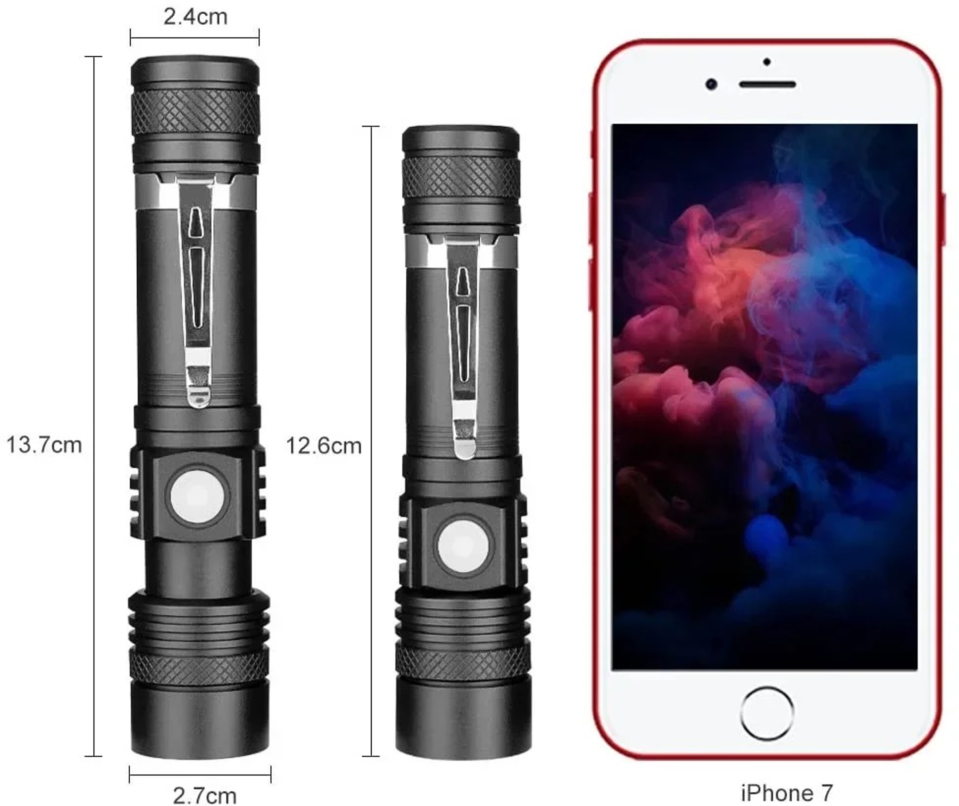 Type C Rechargeable Tactical Flashlight  Waterproof LED Torch For Camping Hiking  Cycling 5