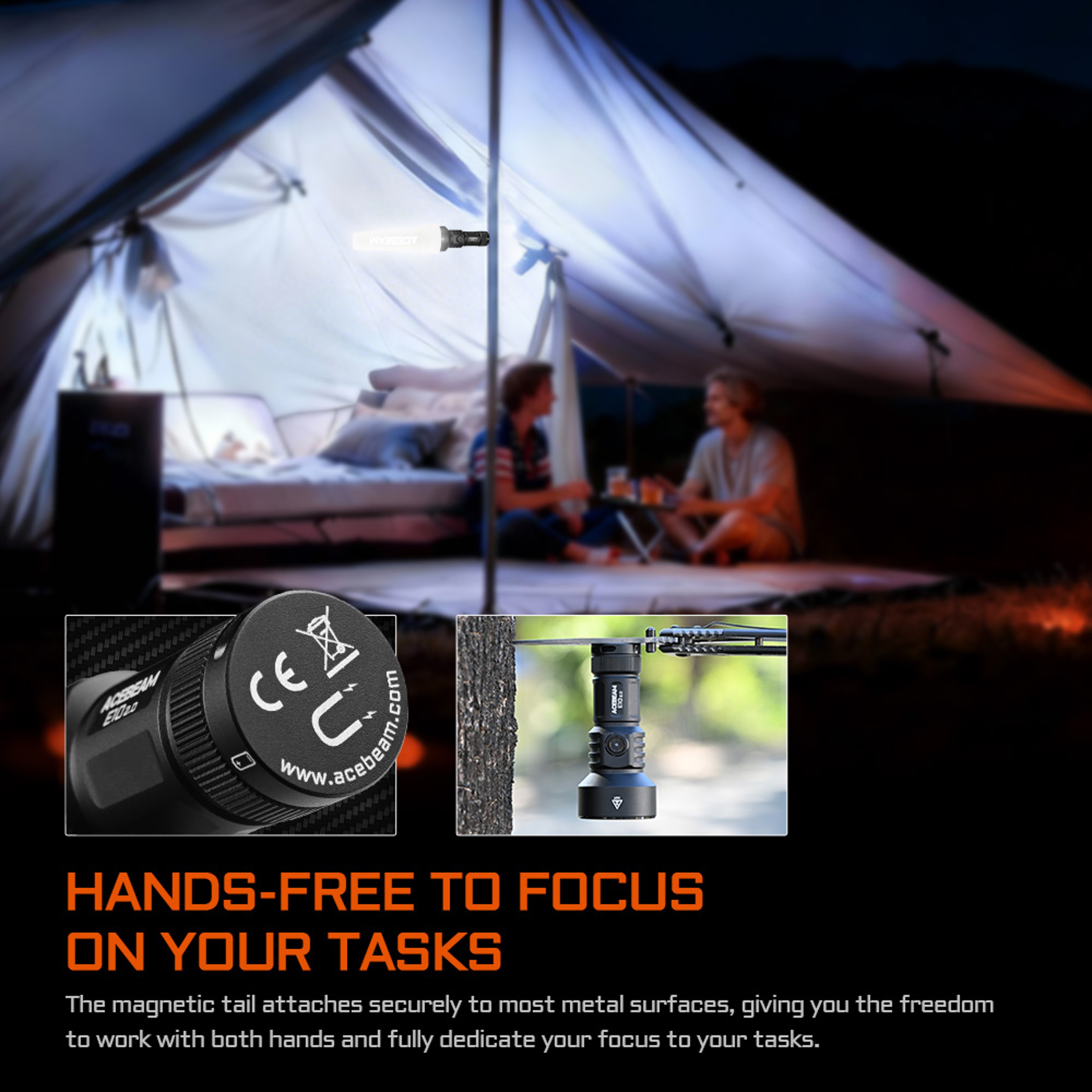 Long Range EDC Flashlight  Compact USB Rechargeable Light With Strobe Mode For Camping 4