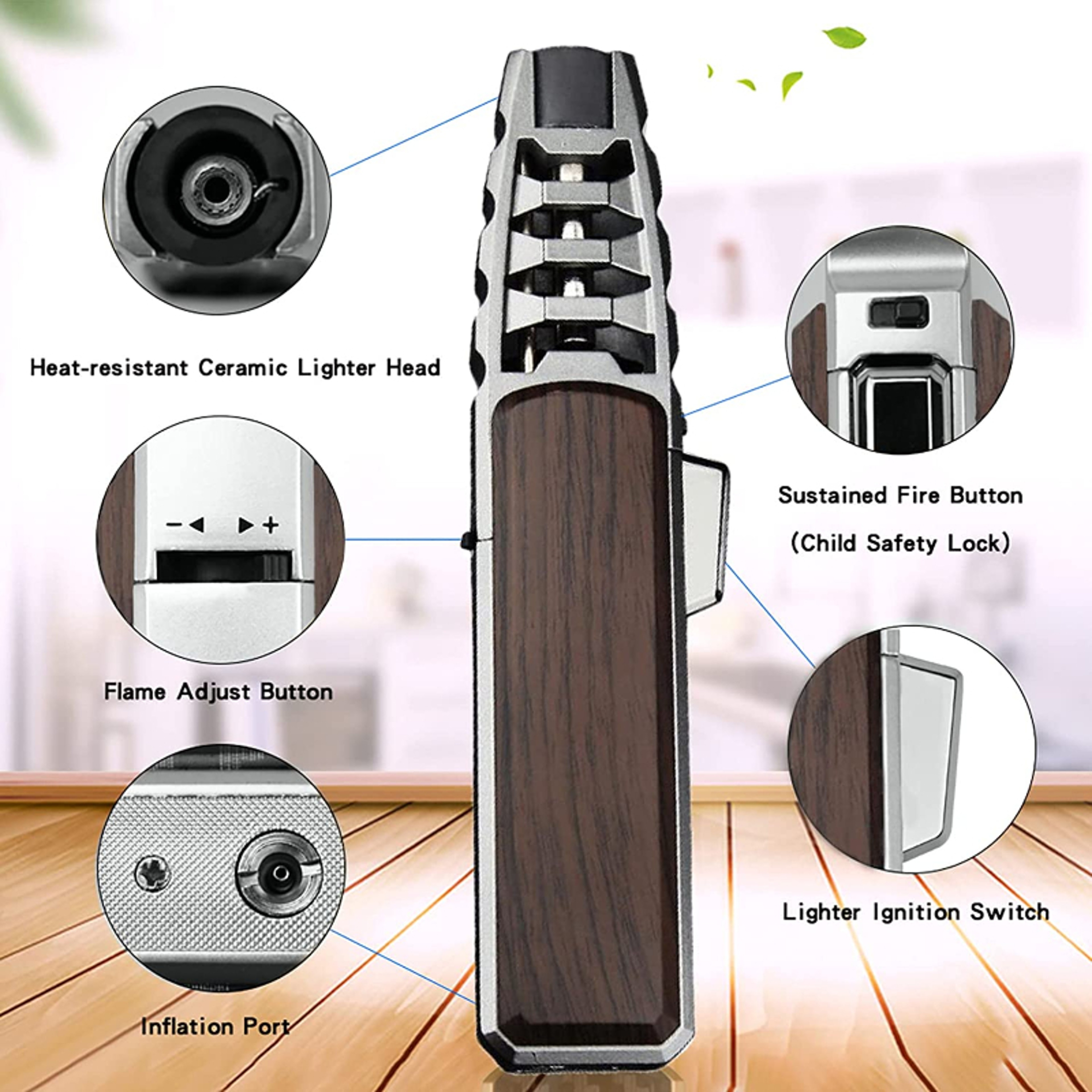 BBQ Torch Lighter Powerful Big Jet Flame Lighter For Outdoor Cooking Camping And Grilling Butane Ga 3