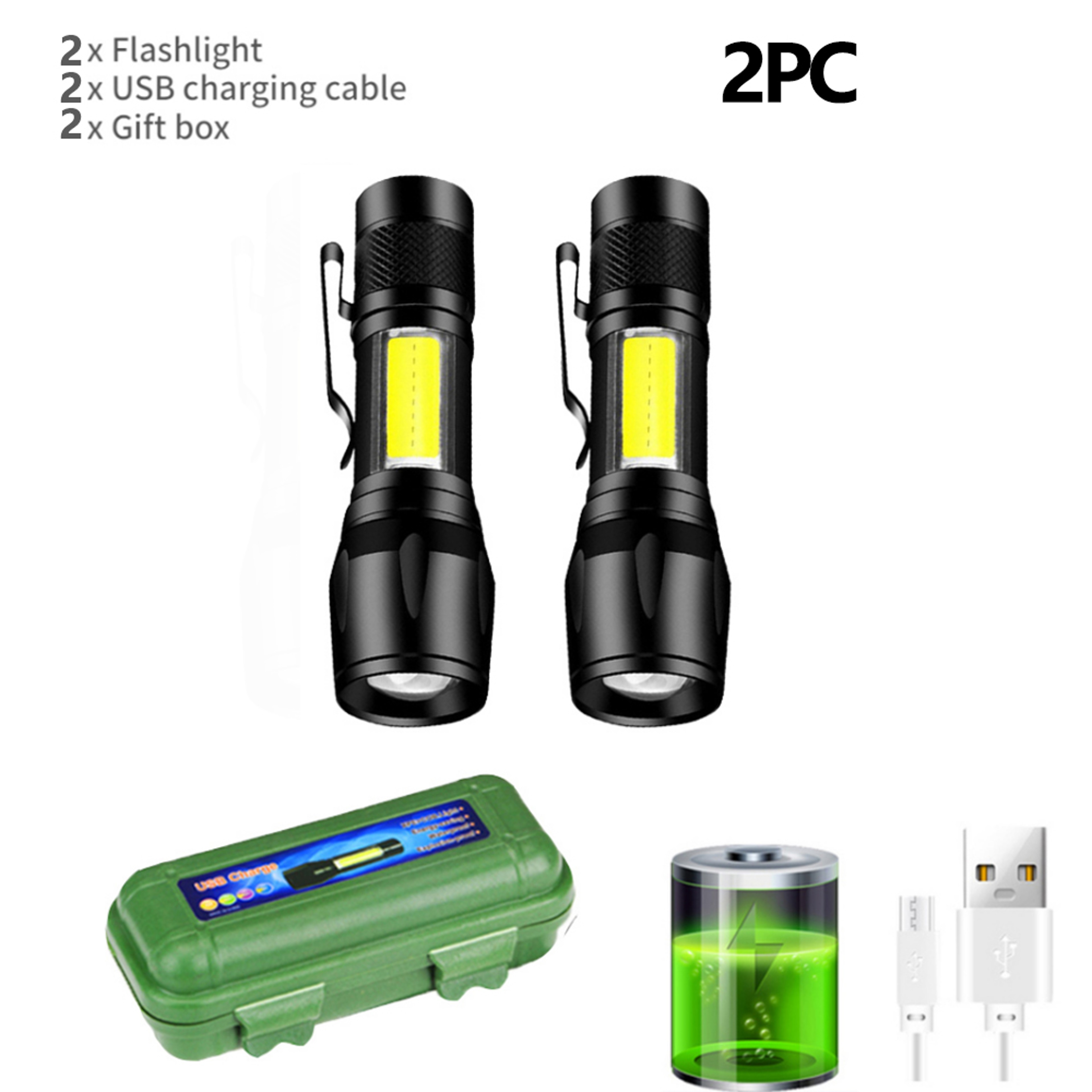 Mini Portable LED Flashlight USB Rechargeable Tactical Torch For Camping  Hiking 6