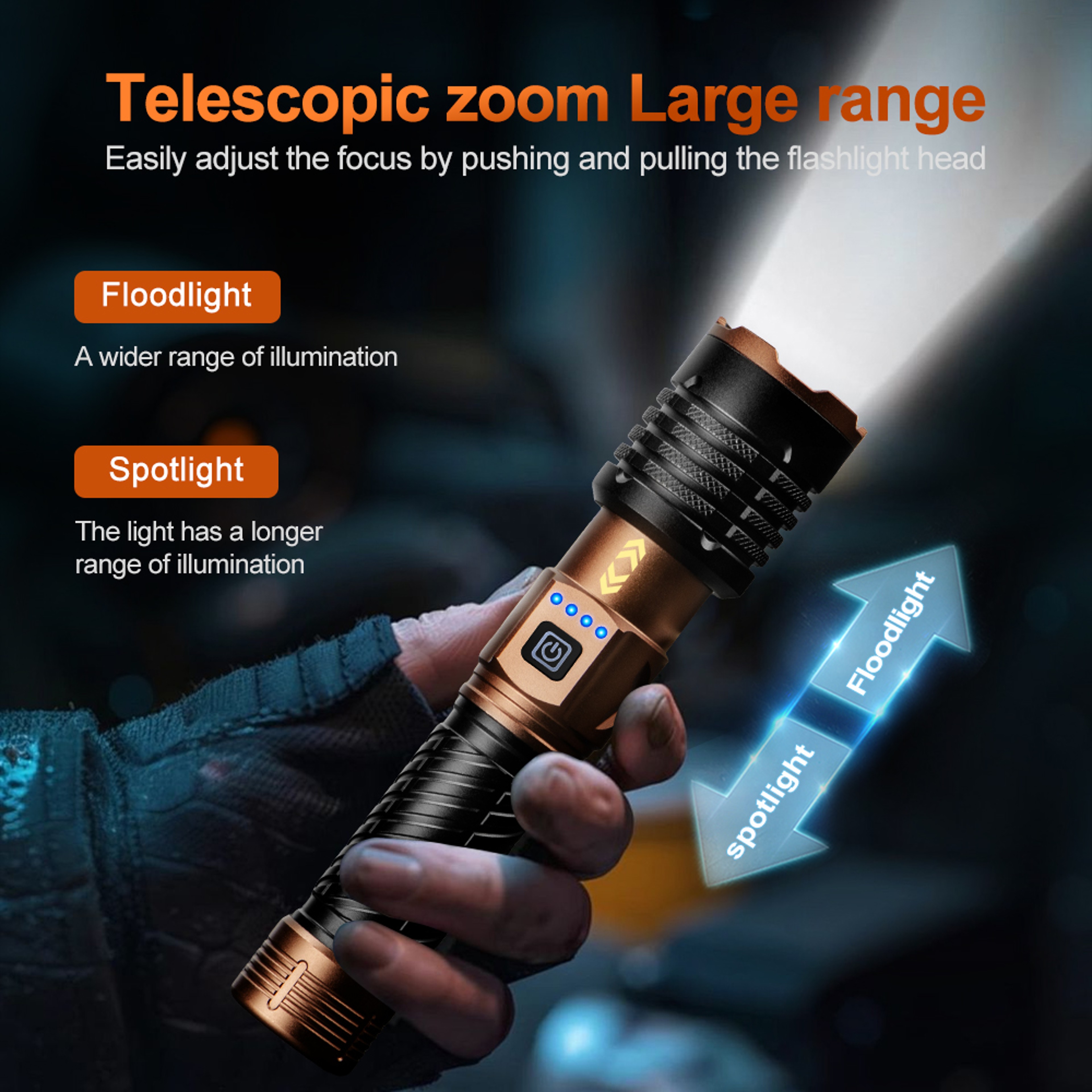 LED Tactical Flashlight USB Rechargeable High Power Handheld Light for Outdoor Adventures – view 5