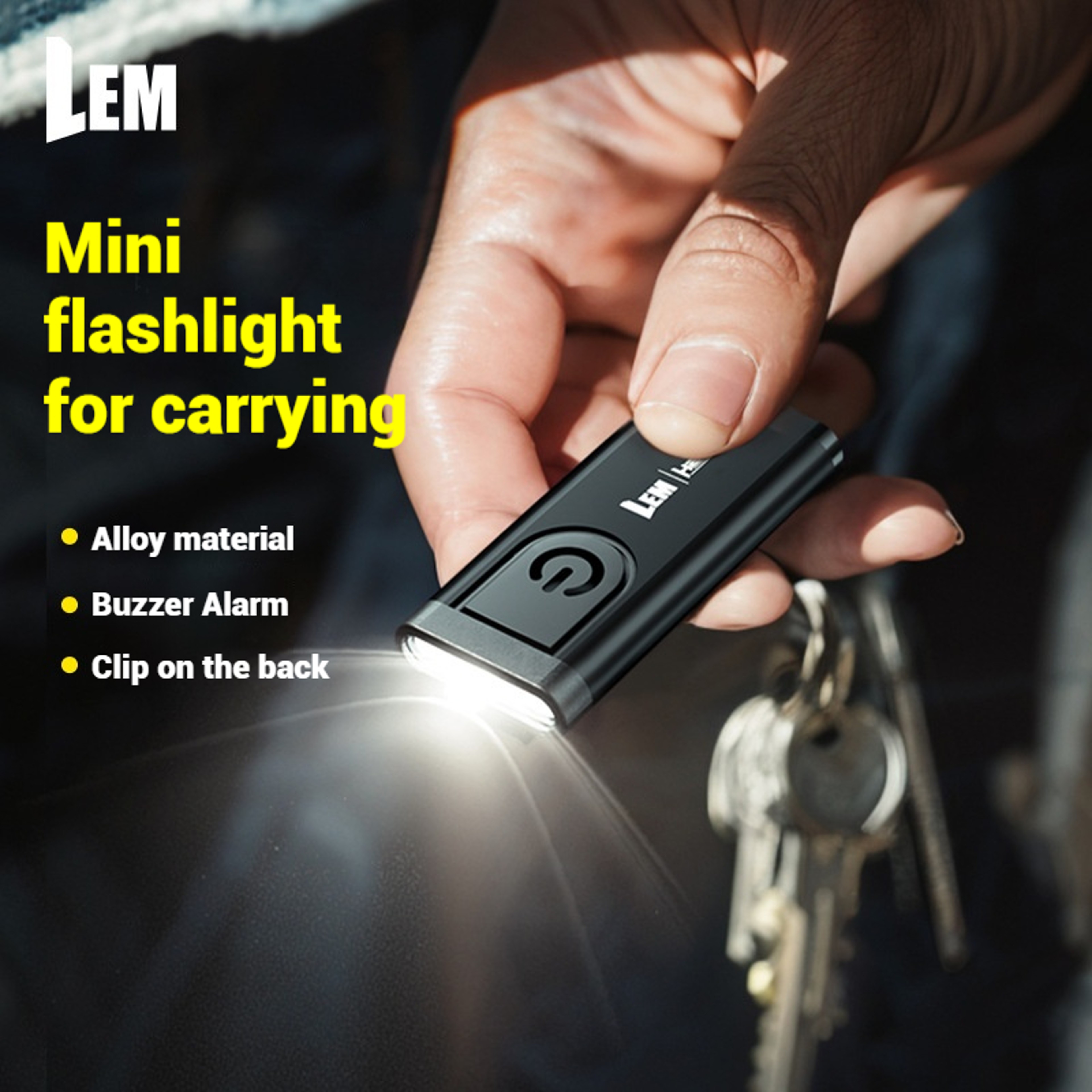 LEM LED Flashlight Portable Rechargeable Lightweight Modes Keychain Clamp 1
