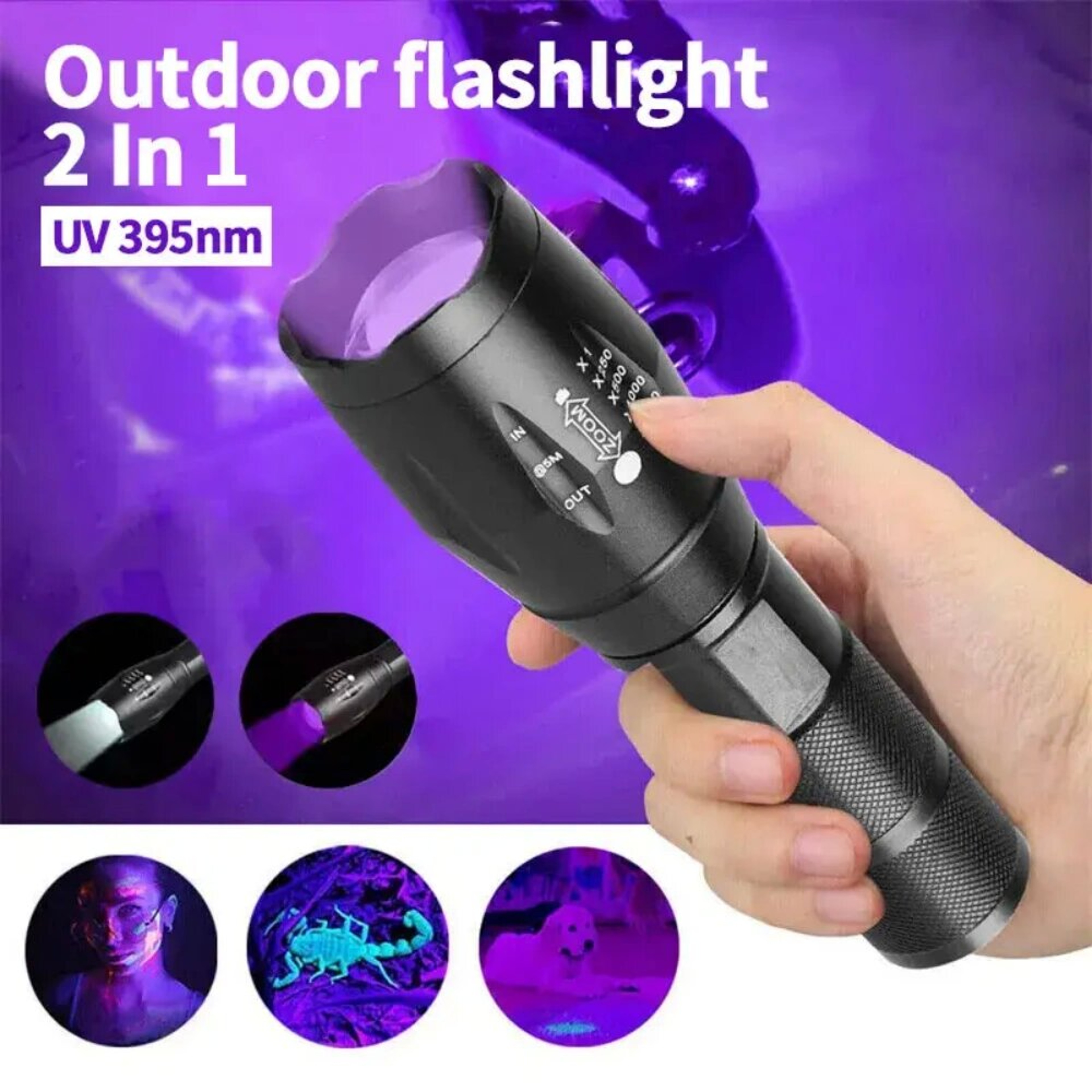 Rechargeable UV Flashlight Torch Portable Black Light for Pets & Home Use – view 2