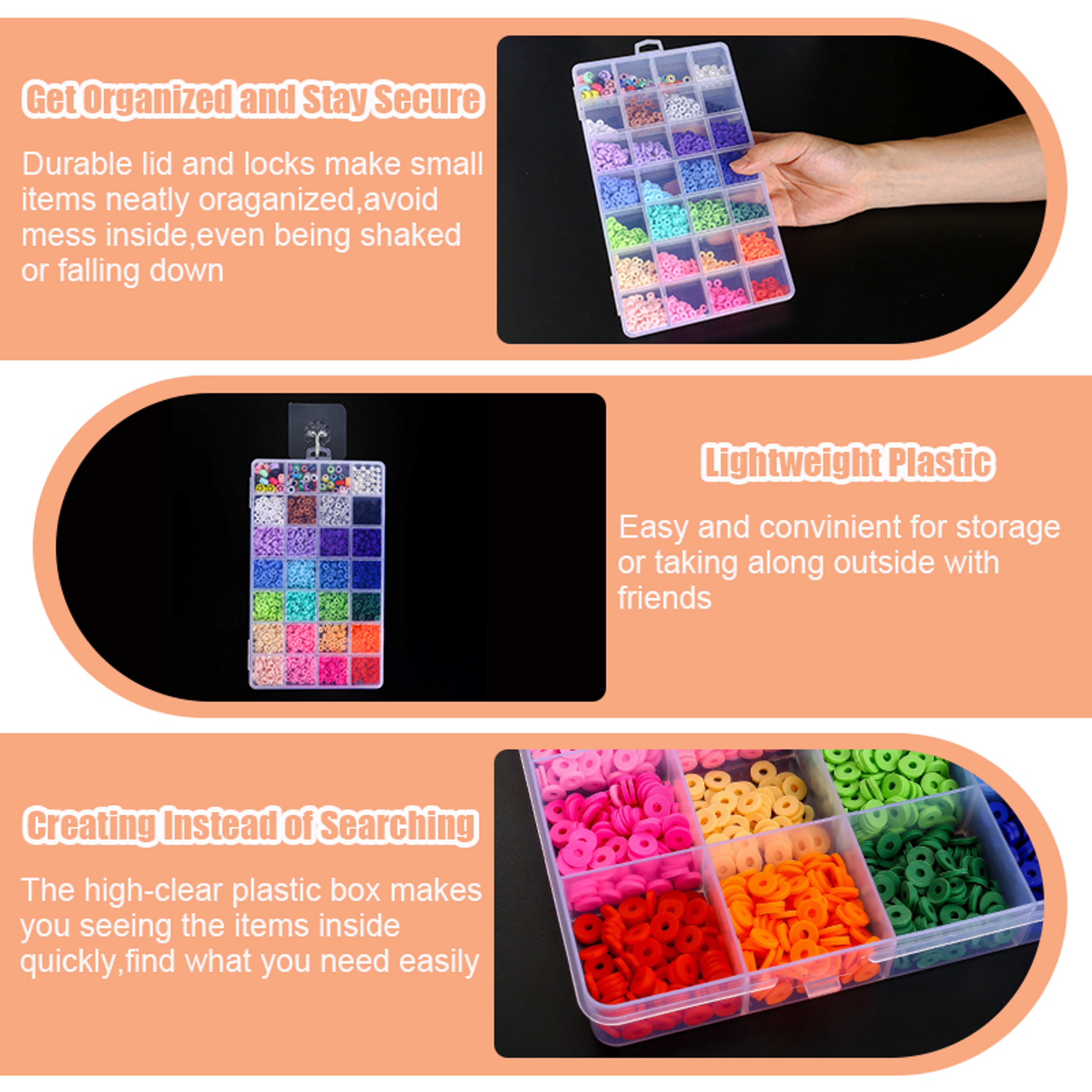 Transparent Jewelry Organizer Box  Clear Plastic Storage Case For Earring And Bead Display 3