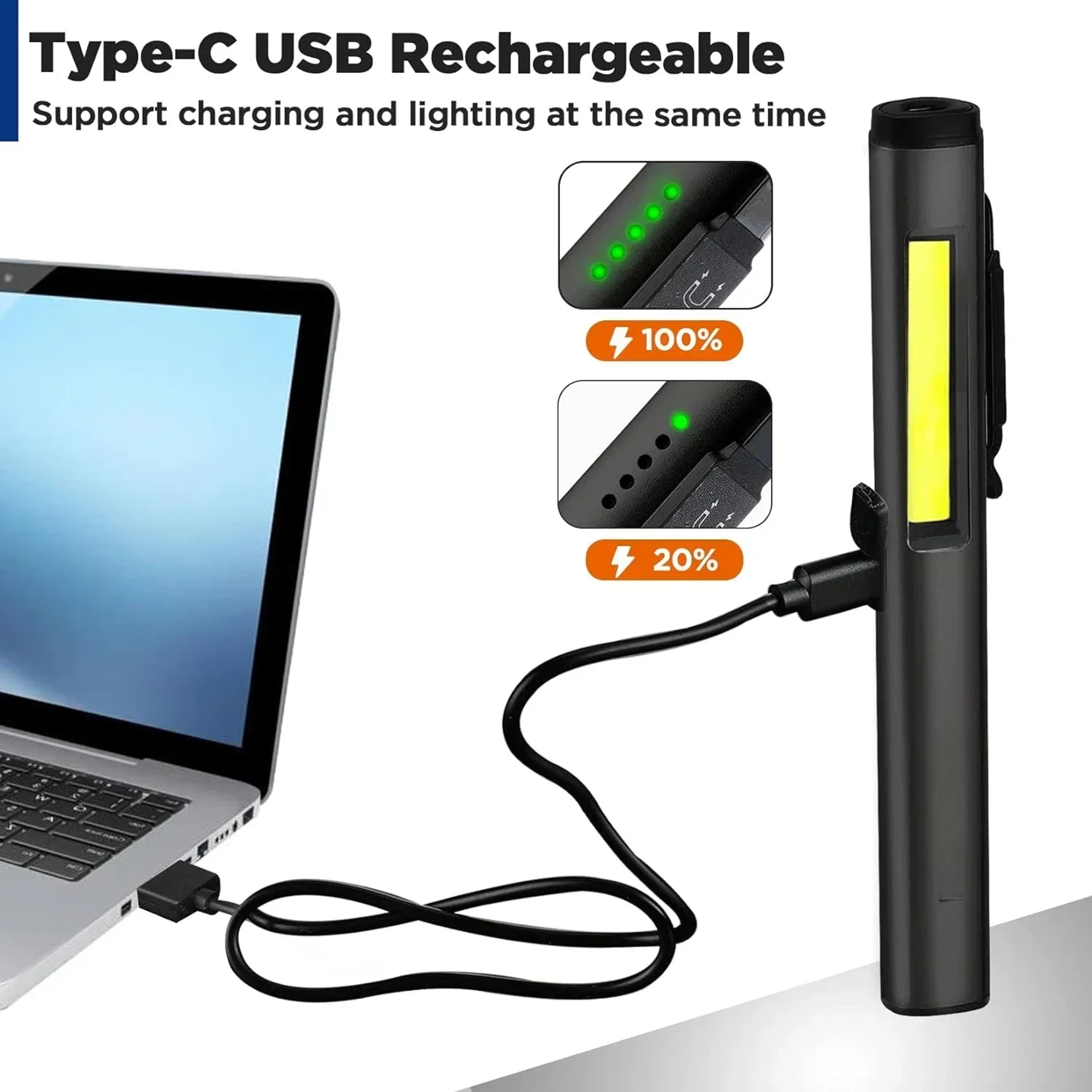 Mini USB Rechargeable LED Flashlight  Portable Waterproof Pocket Light With Magnet For Work Emergen 2