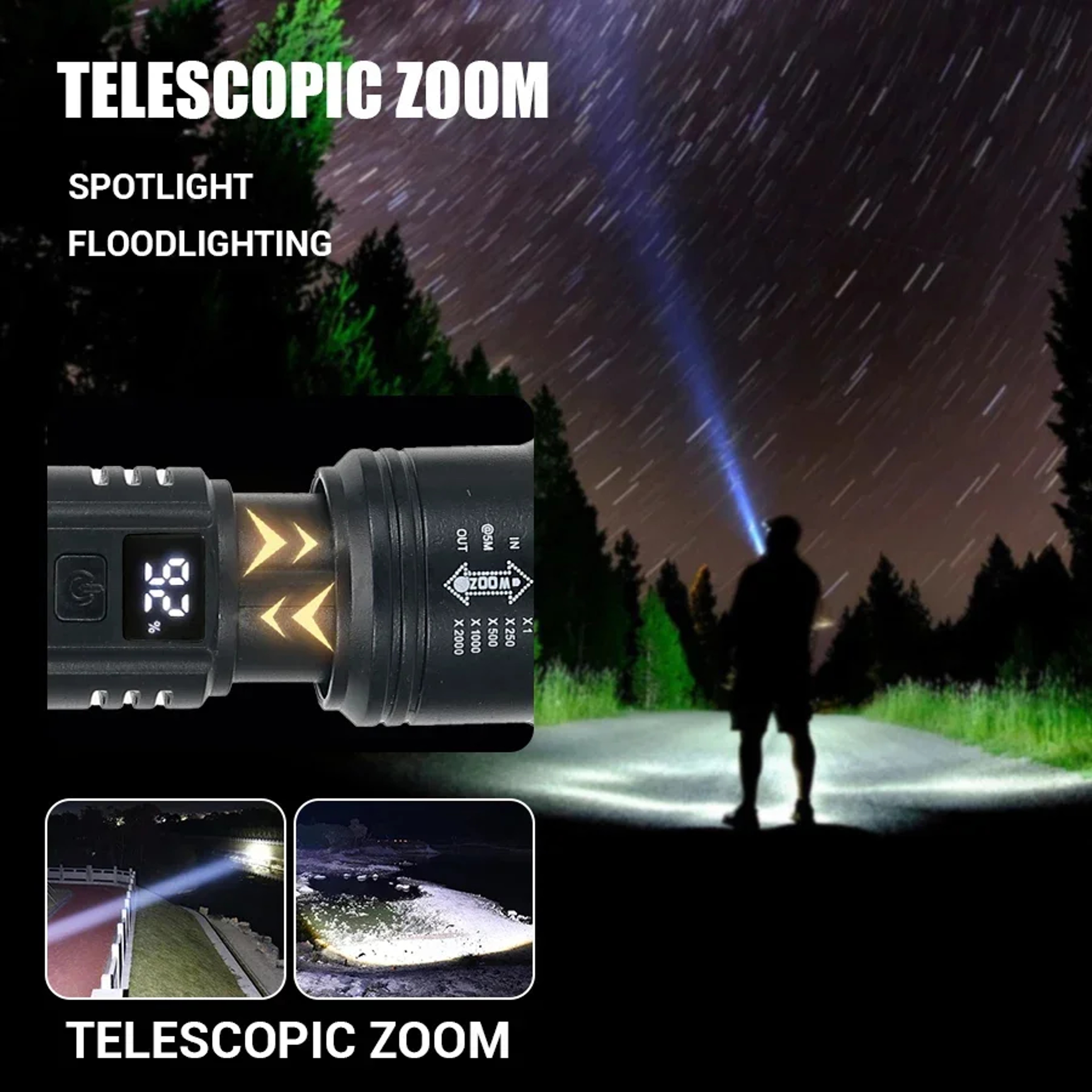 Tactical LED Flashlight with USB Charging, Zoom Lantern for Camping & Emergency Use – view 6
