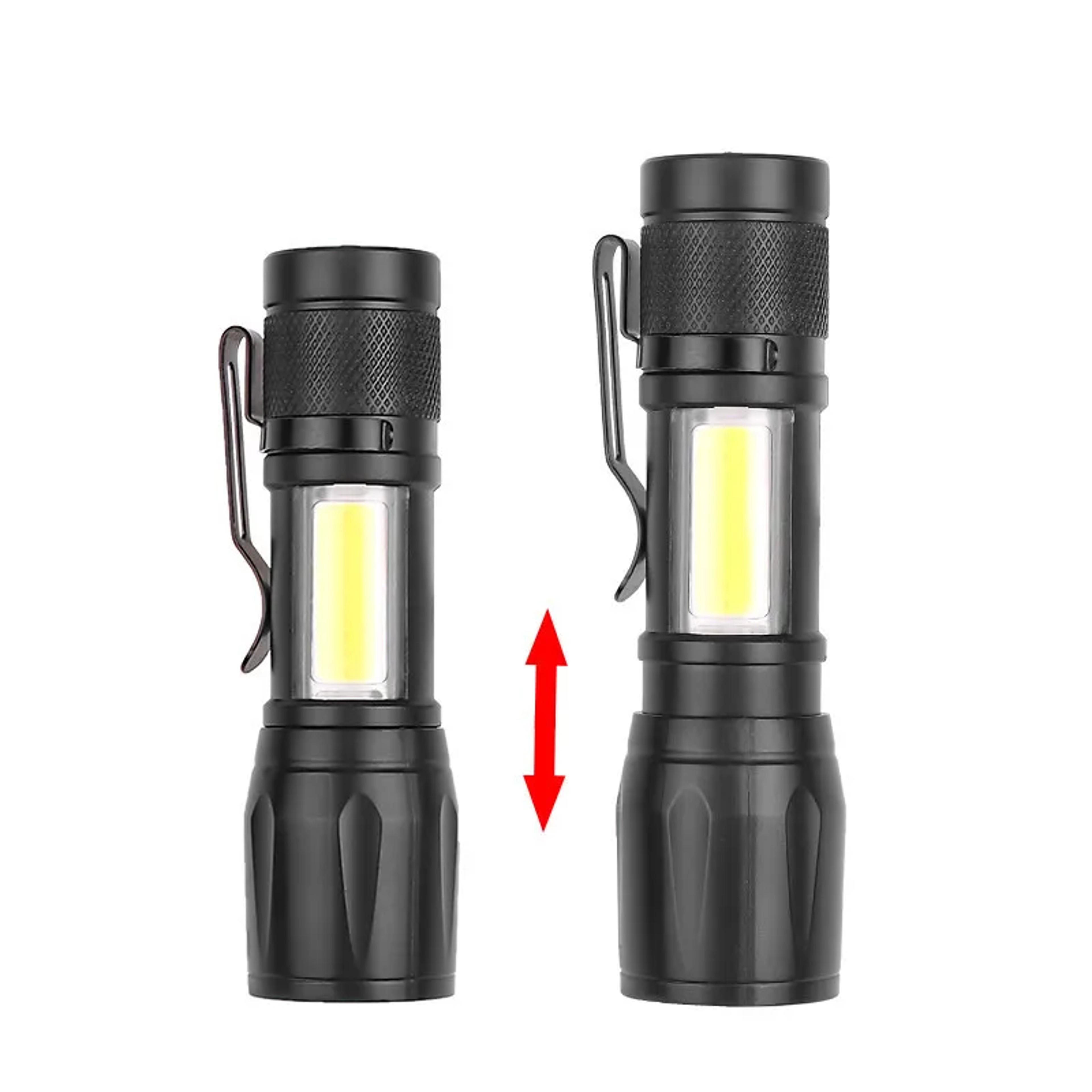 Mini LED Flashlight COB XPE Portable Torch USB Charging Camping Lantern With Zoomable Focus And Pen