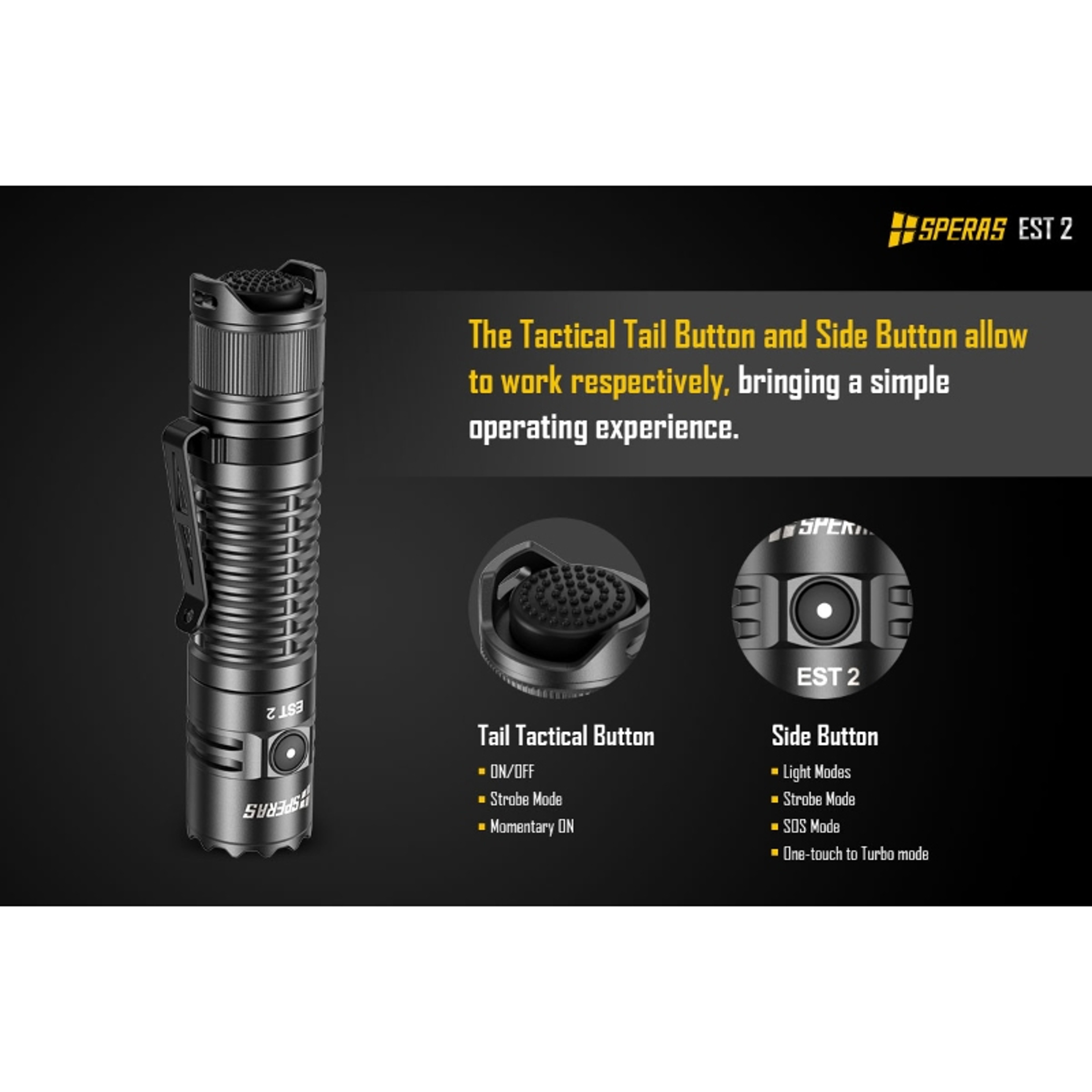 SPERAS EST2 SST LED Rechargeable Flashlight  Type C, , Ultra Powerful Torch for Camping, EDC Use – view 5