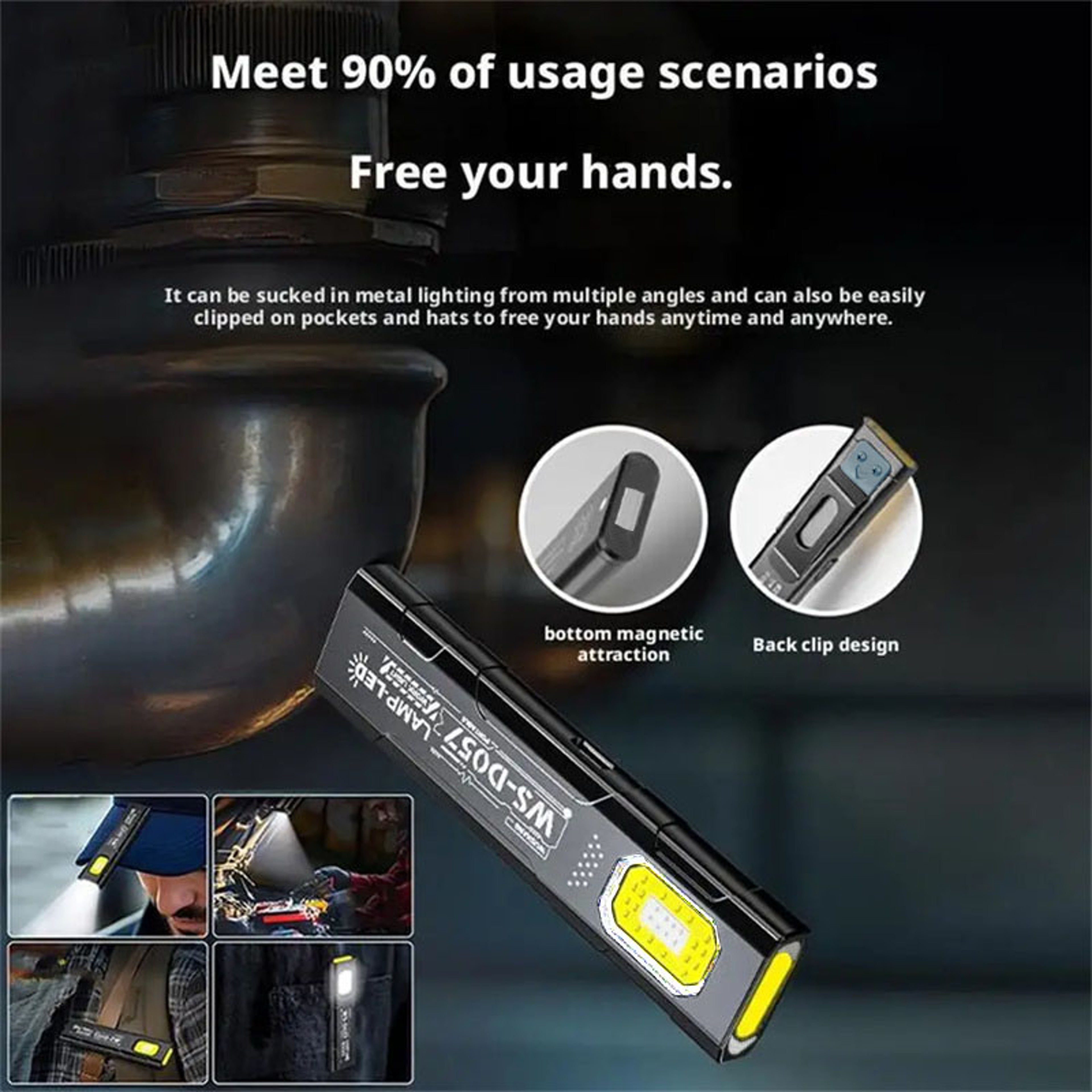Mini EDC Flashlight With COB Tail Magnet  USB Rechargeable Lantern For Camping  Emergency 2