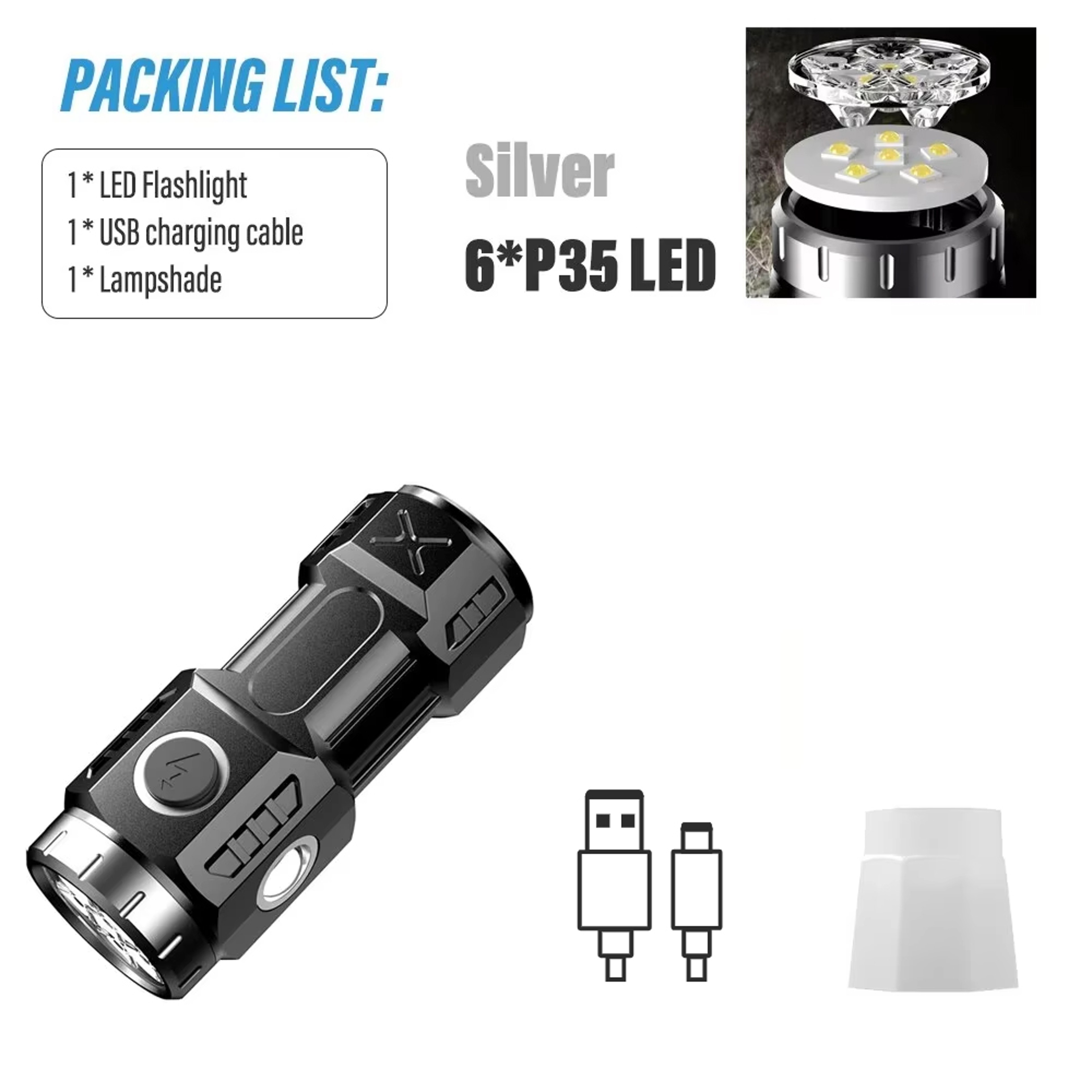 Mini Rechargeable LED Camping Flashlight With Magnet  Side Lights Ultra Bright Portable Ideal For O 6