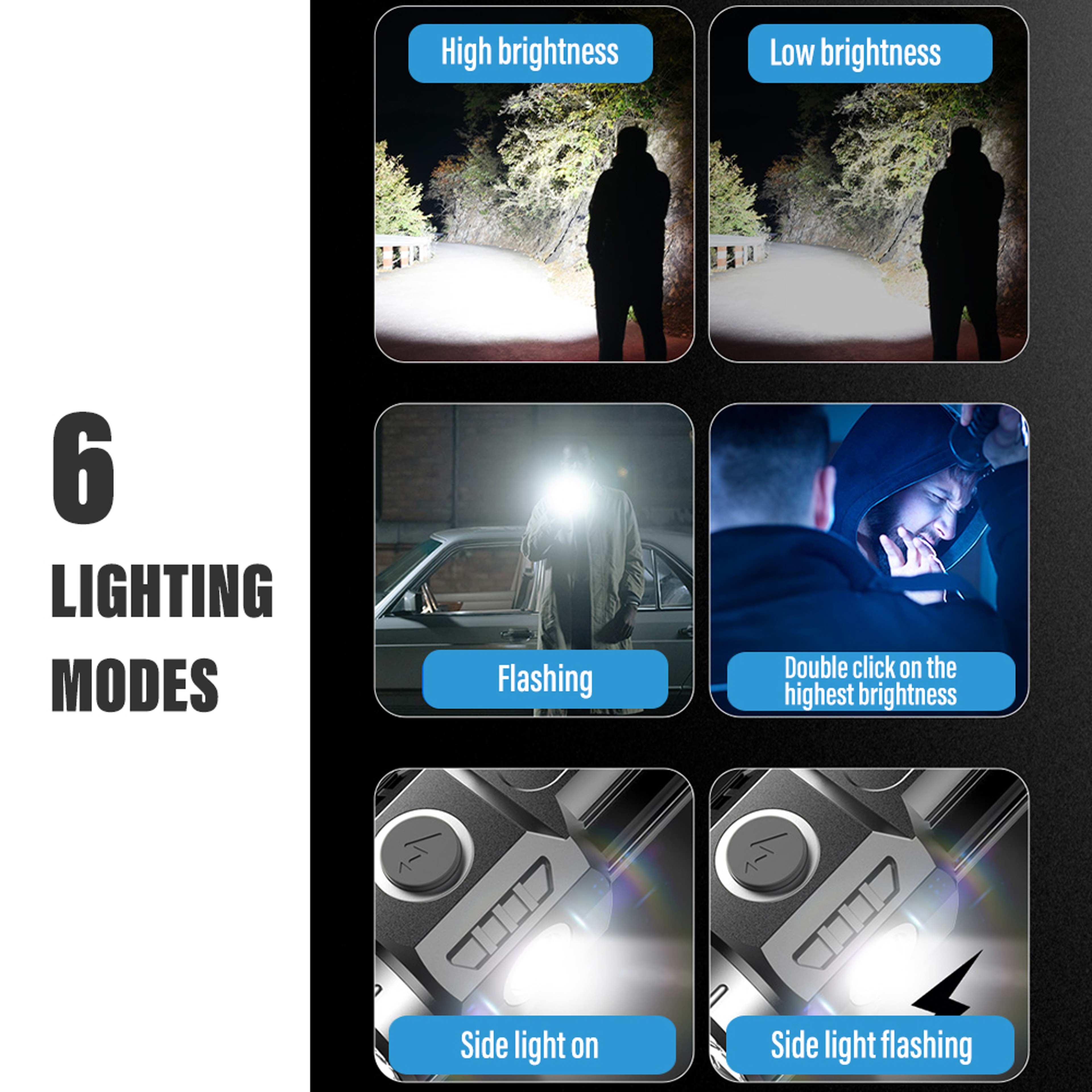 Mini Rechargeable LED Camping Flashlight With Magnet  Side Lights Ultra Bright Portable Ideal For O 5