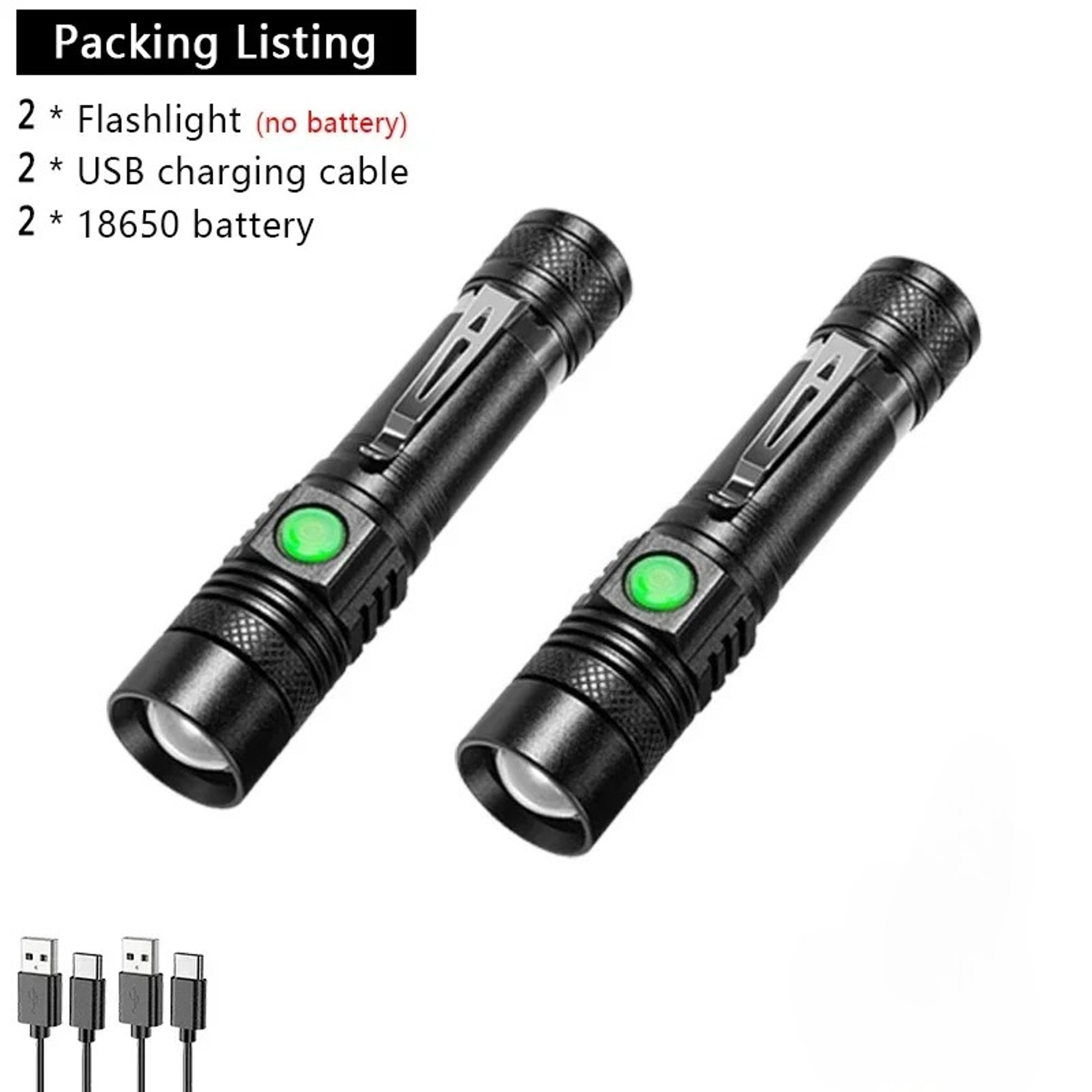 Outdoor Tactical Zoom LED Flashlight Waterproof USB Rechargeable High Power LED Torch For Camping   6