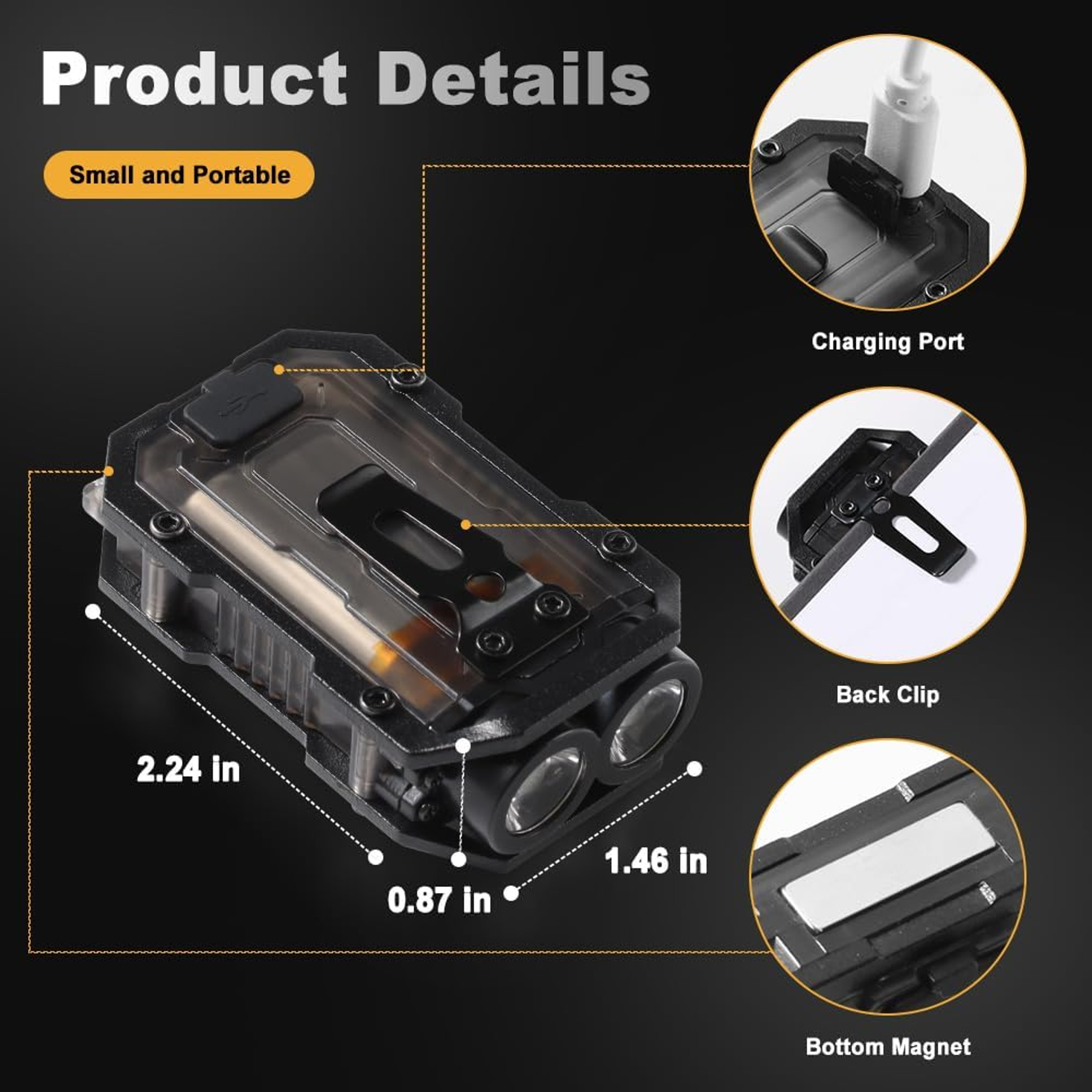 Super Bright LED Flashlight Mini Pocket Torch With Magnetic Clip  Rechargeable Keychain 1