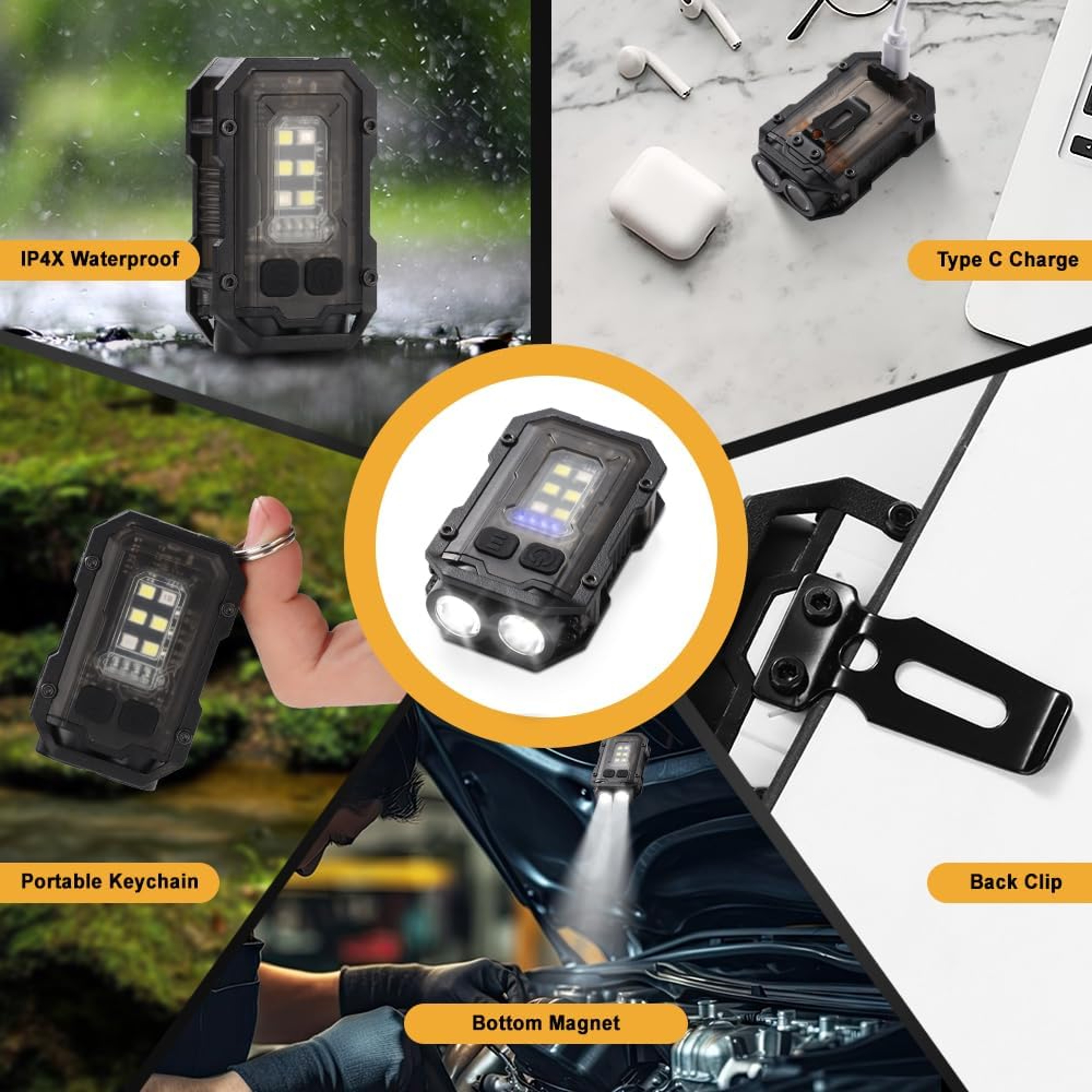 Super Bright LED Flashlight Mini Pocket Torch With Magnetic Clip  Rechargeable Keychain 3