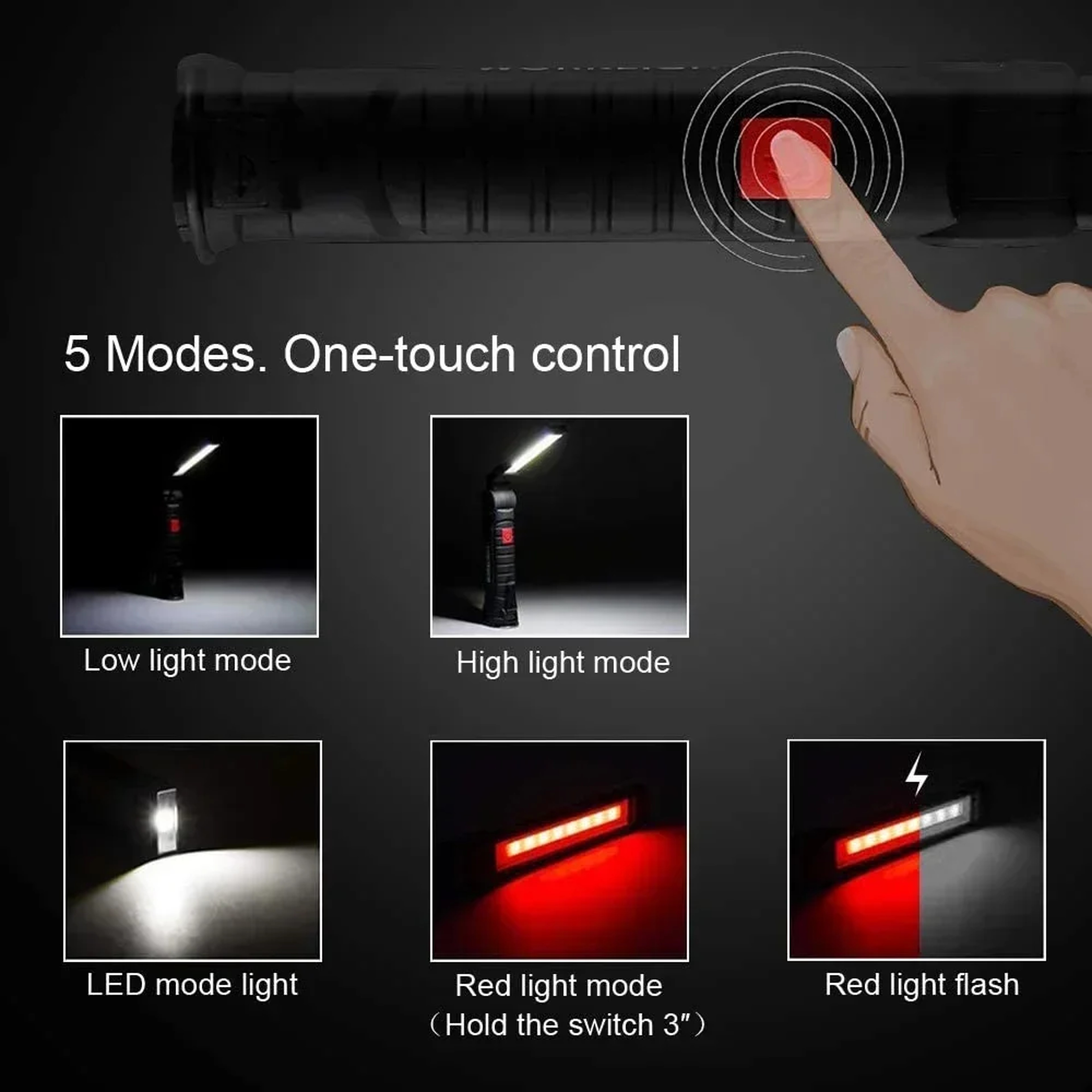 Multifunctional Folding Work Light USB Rechargeable Camping Light With Built In Battery  Magnetic B 1