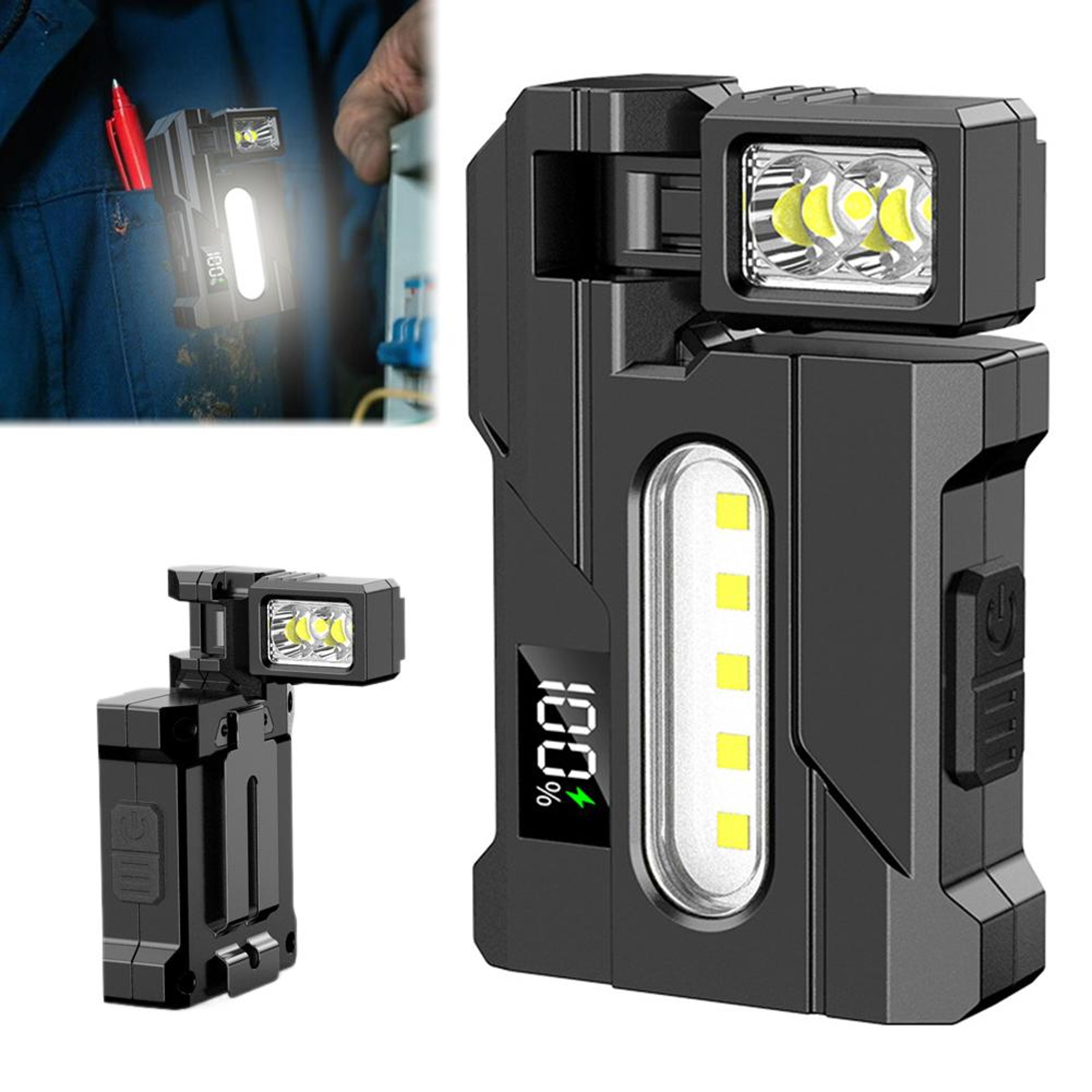 Outdoor Adjustable Angle Flashlight Lumens COB LED Zoomable Work Light USB Rechargeable Torch for Camping Hiking – view 6