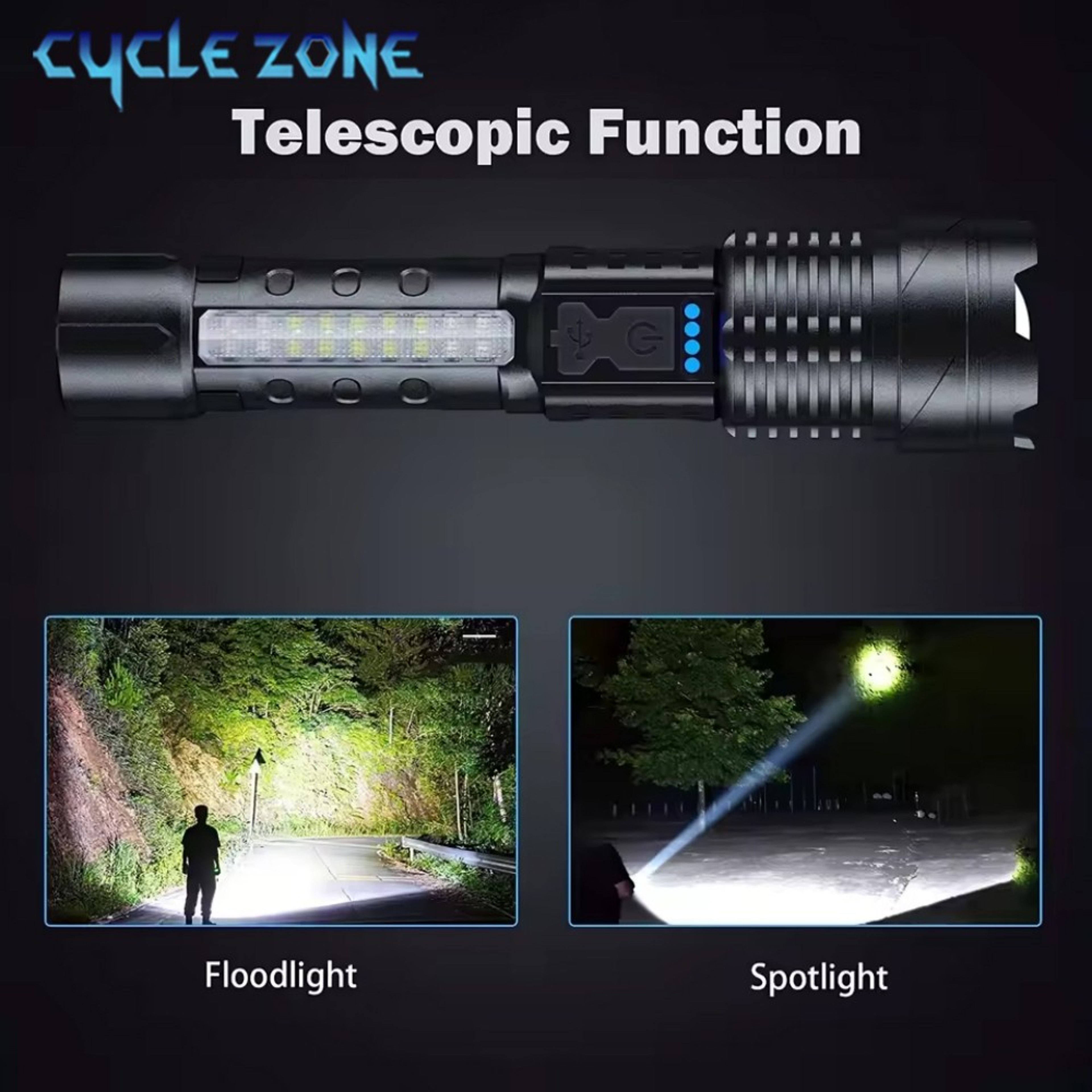 Zoomable Flashlight Powerful Handheld Emergency Torch For Outdoor Camping  Fishing 3