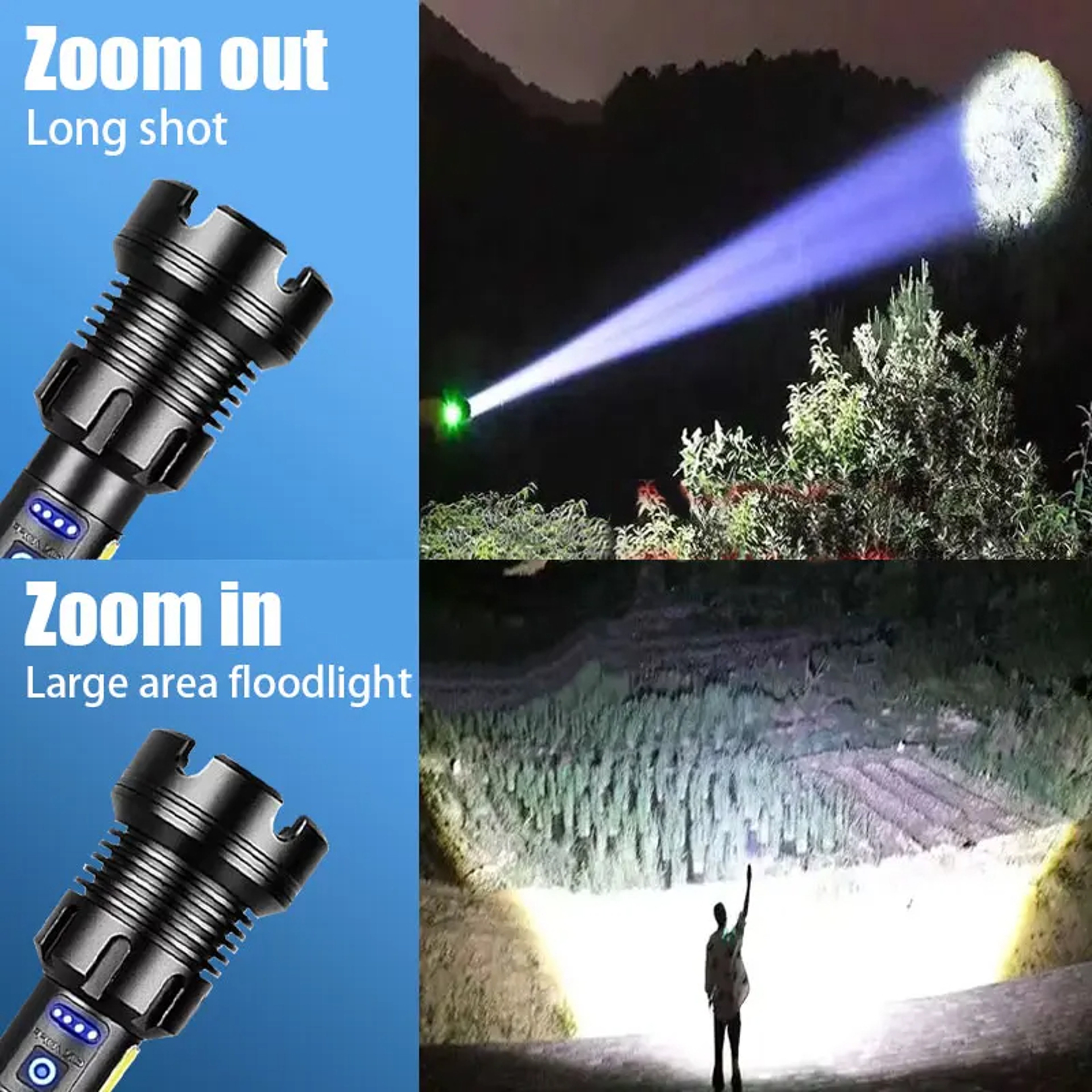 Rechargeable Tactical Flashlight Powerful Military Lantern For Camping Hunting  Outdoor Use 4