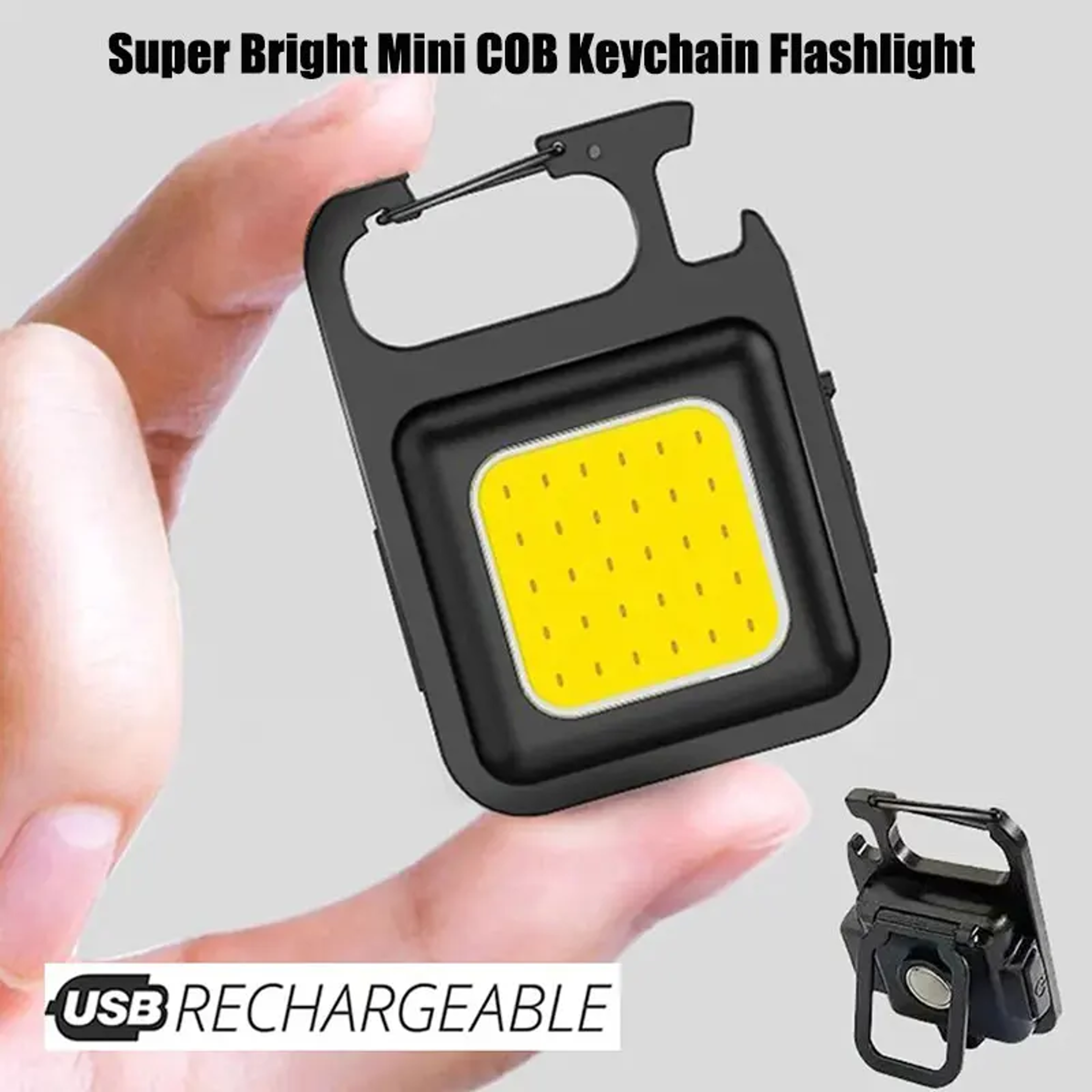 Super Bright COB LED Mini Flashlight with Tail Magnet & Corkscrew EDC Keychain Light for Outdoor & Emergency Use – view 1