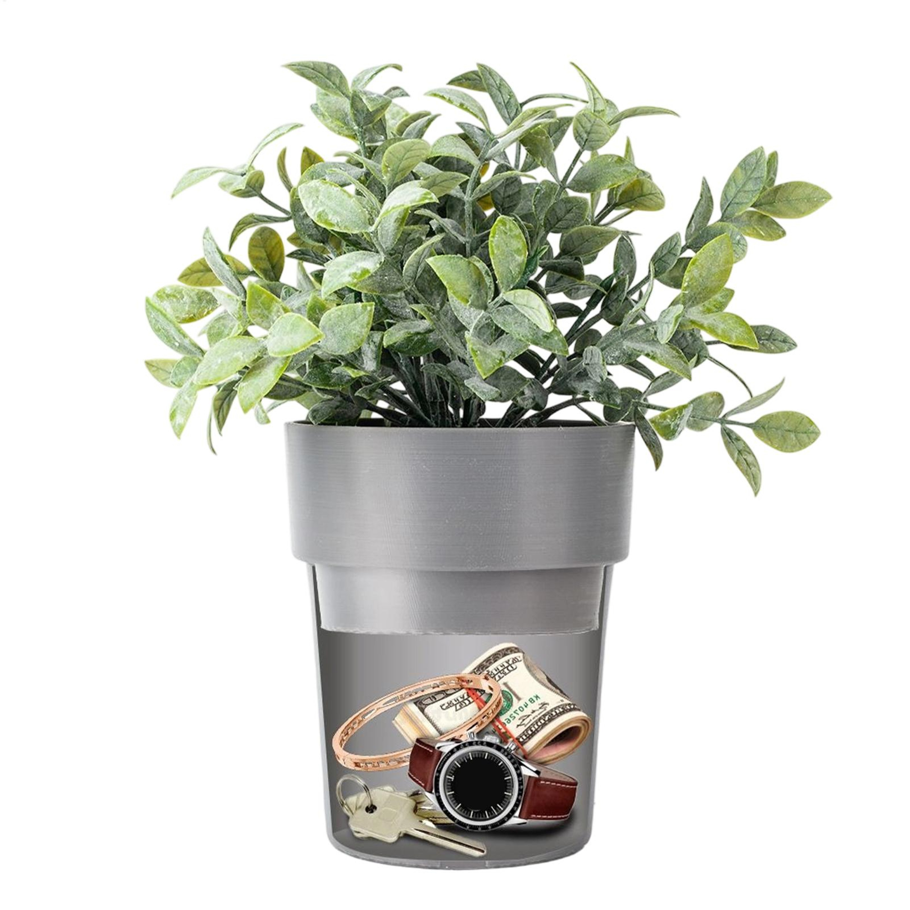 Flower Pot Safe Storage Box with Lock Mini Organizer for Keys, Money, and Valuables – view 1