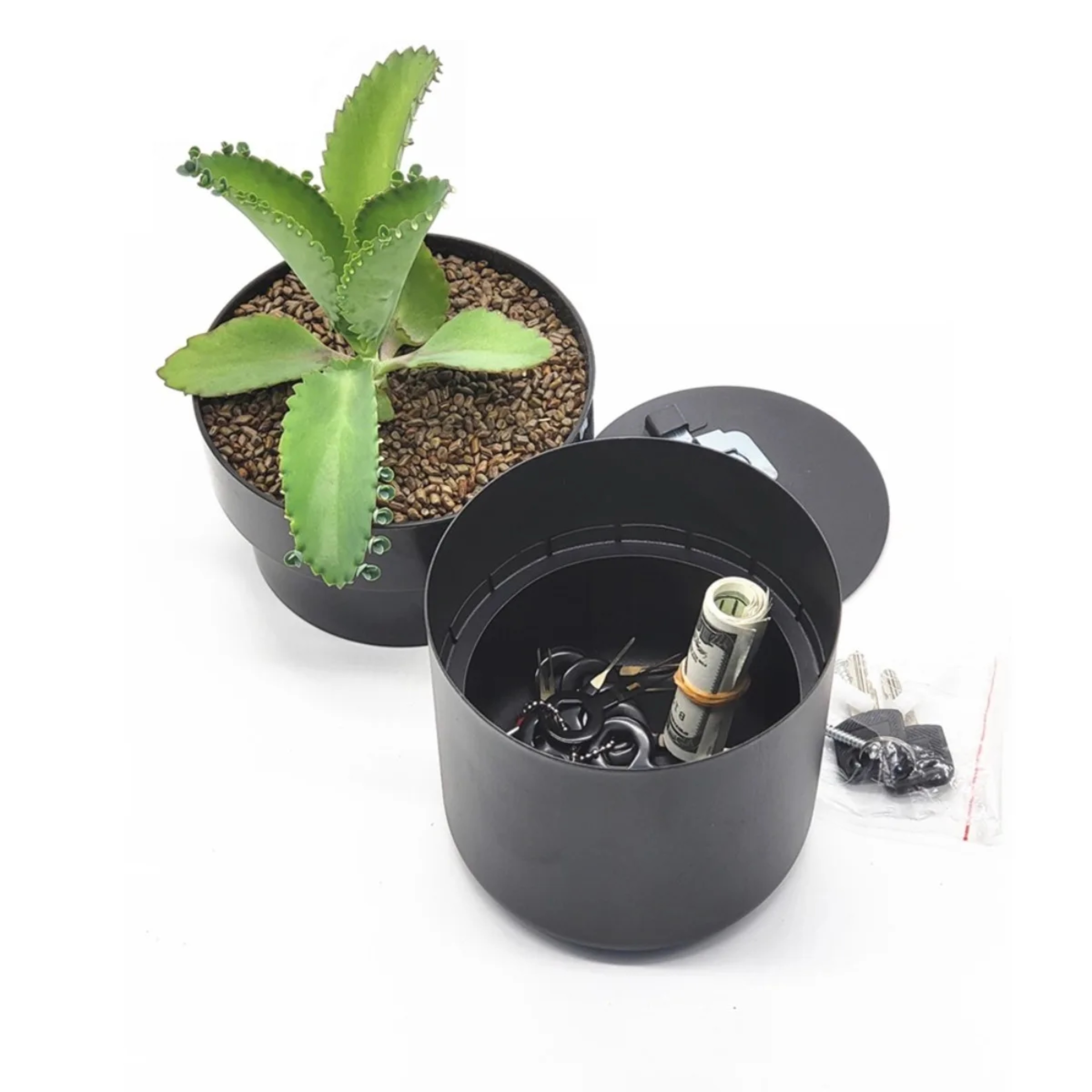 Creative Iron Flowerpot Storage Box With Lock Mini Money Organizer For Secure Storage 1