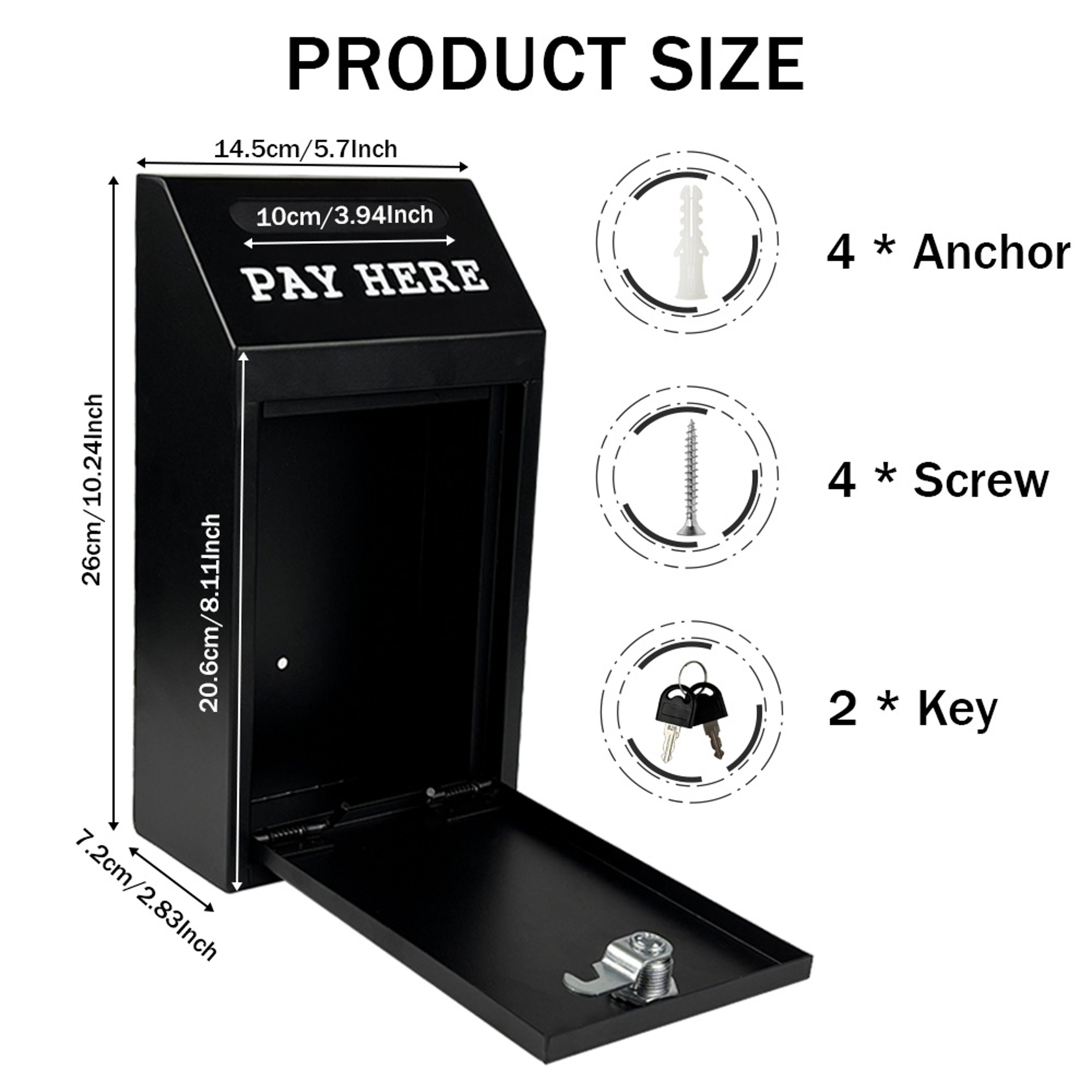 Secure Cash Box with Lock Wall Mount Metal Donation & Mailbox for Home, Office, and Outdoor Use – view 2