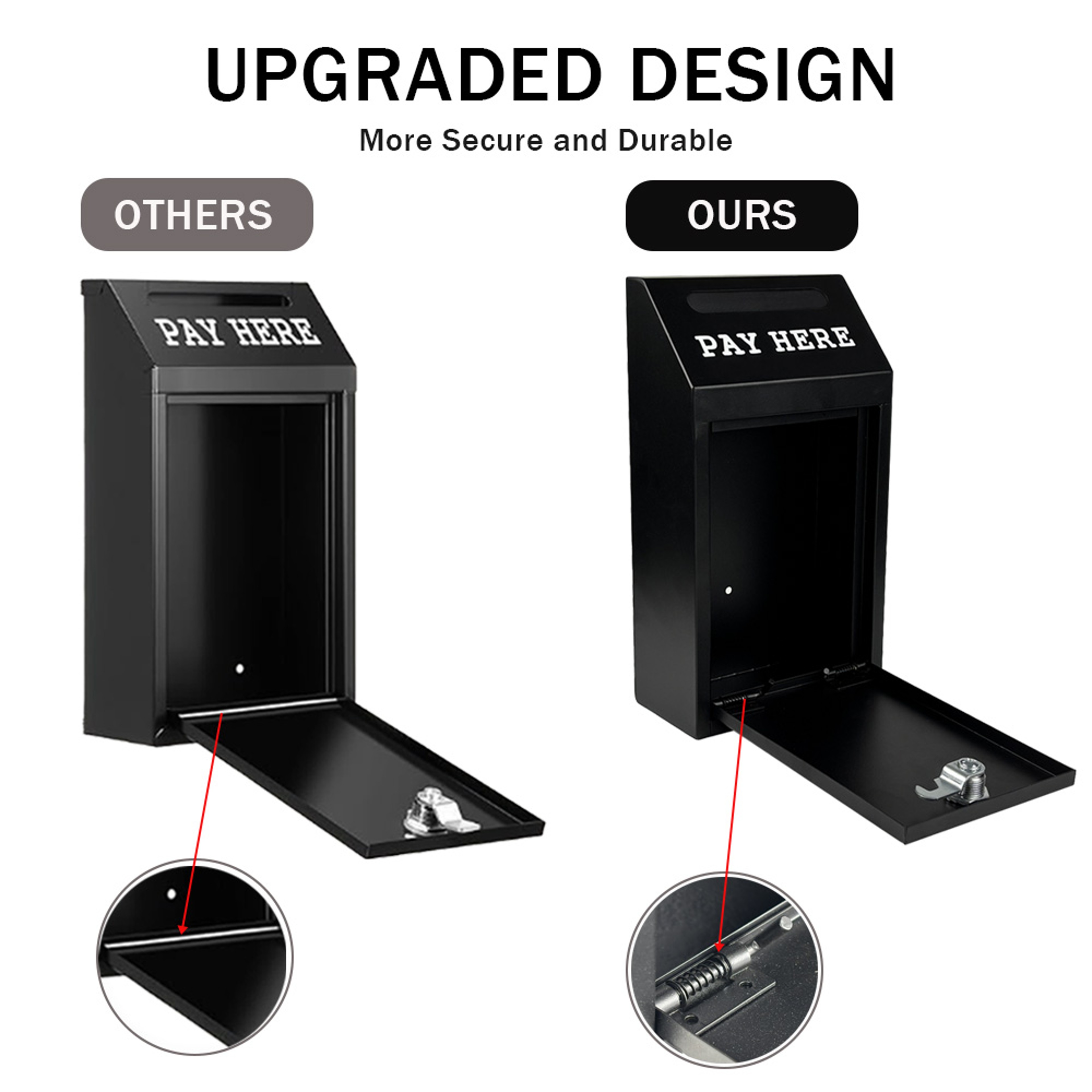 Secure Cash Box with Lock Wall Mount Metal Donation & Mailbox for Home, Office, and Outdoor Use – view 5