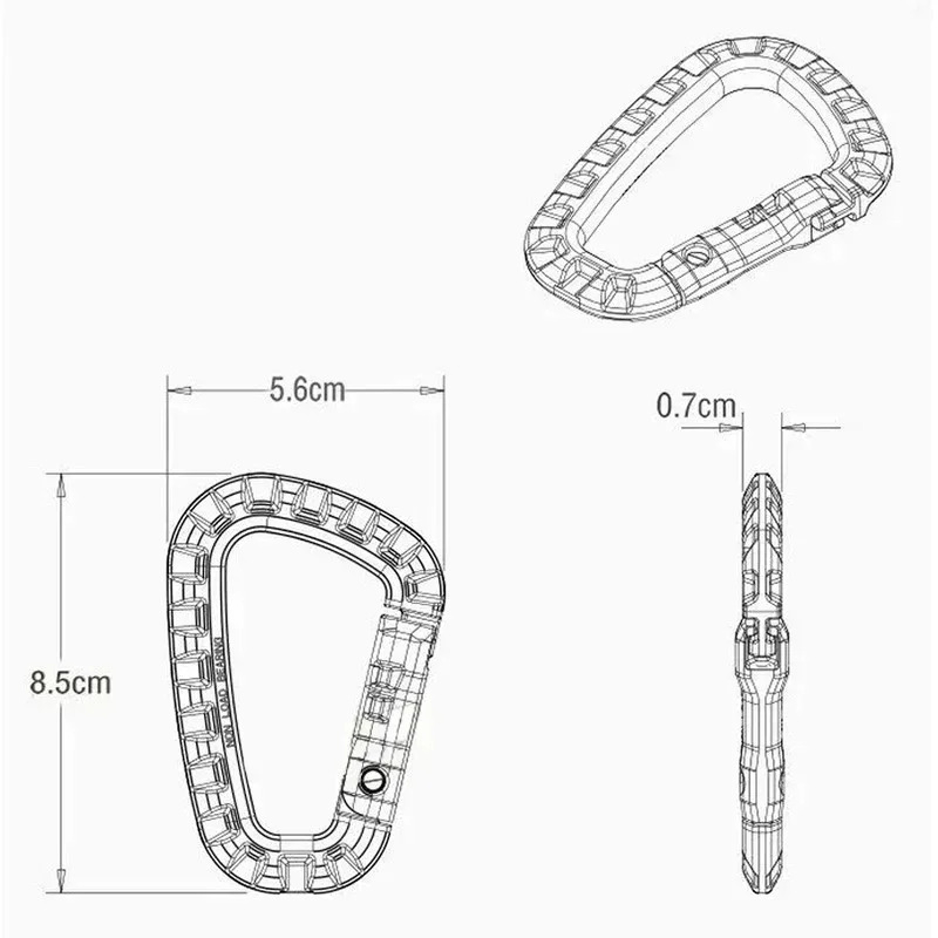 Tactical Carabiner Clip Set Durable Plastic Keychain Gear Hook For Camping Hiking EDC 2