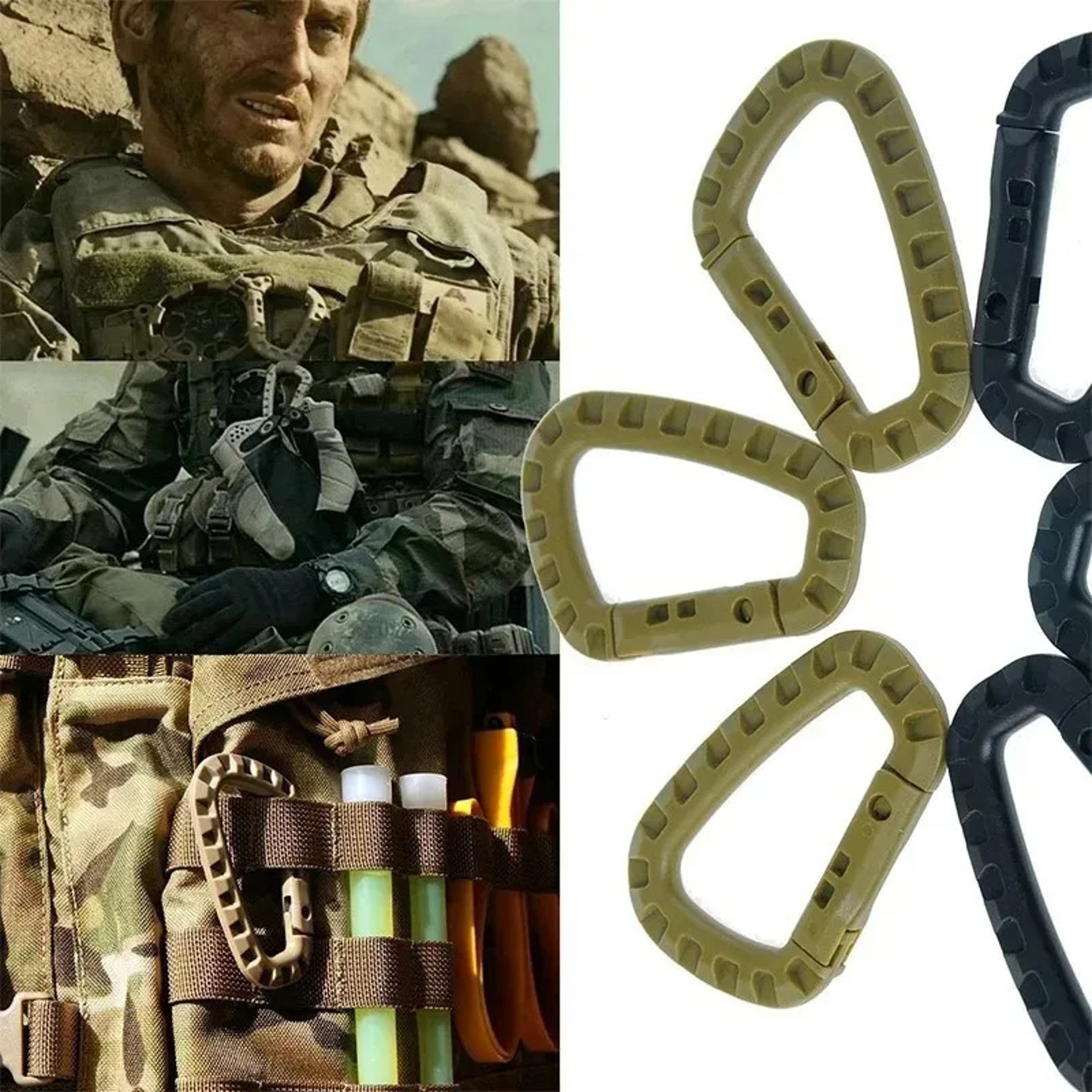 Tactical Carabiner Clip Set Durable Plastic Keychain Gear Hook For Camping Hiking EDC 4