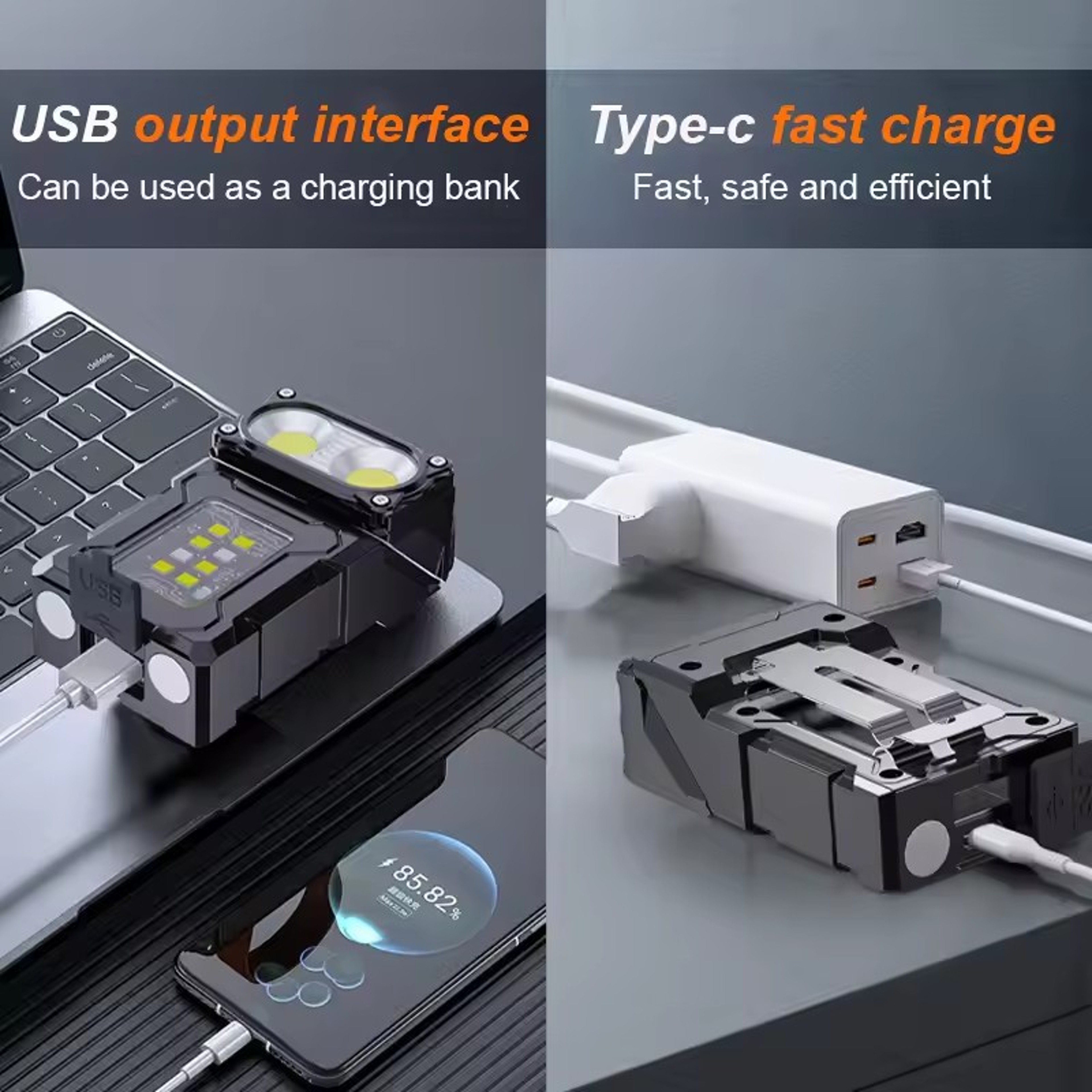 Tactical Mini Portable LED Flashlight With Clip USB Rechargeable EDC Work Light 1